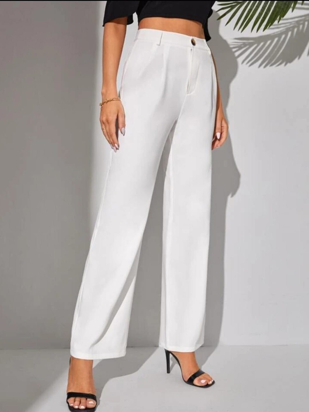 

Next One Women Smart Loose Fit High-Rise Easy Wash Trousers, White