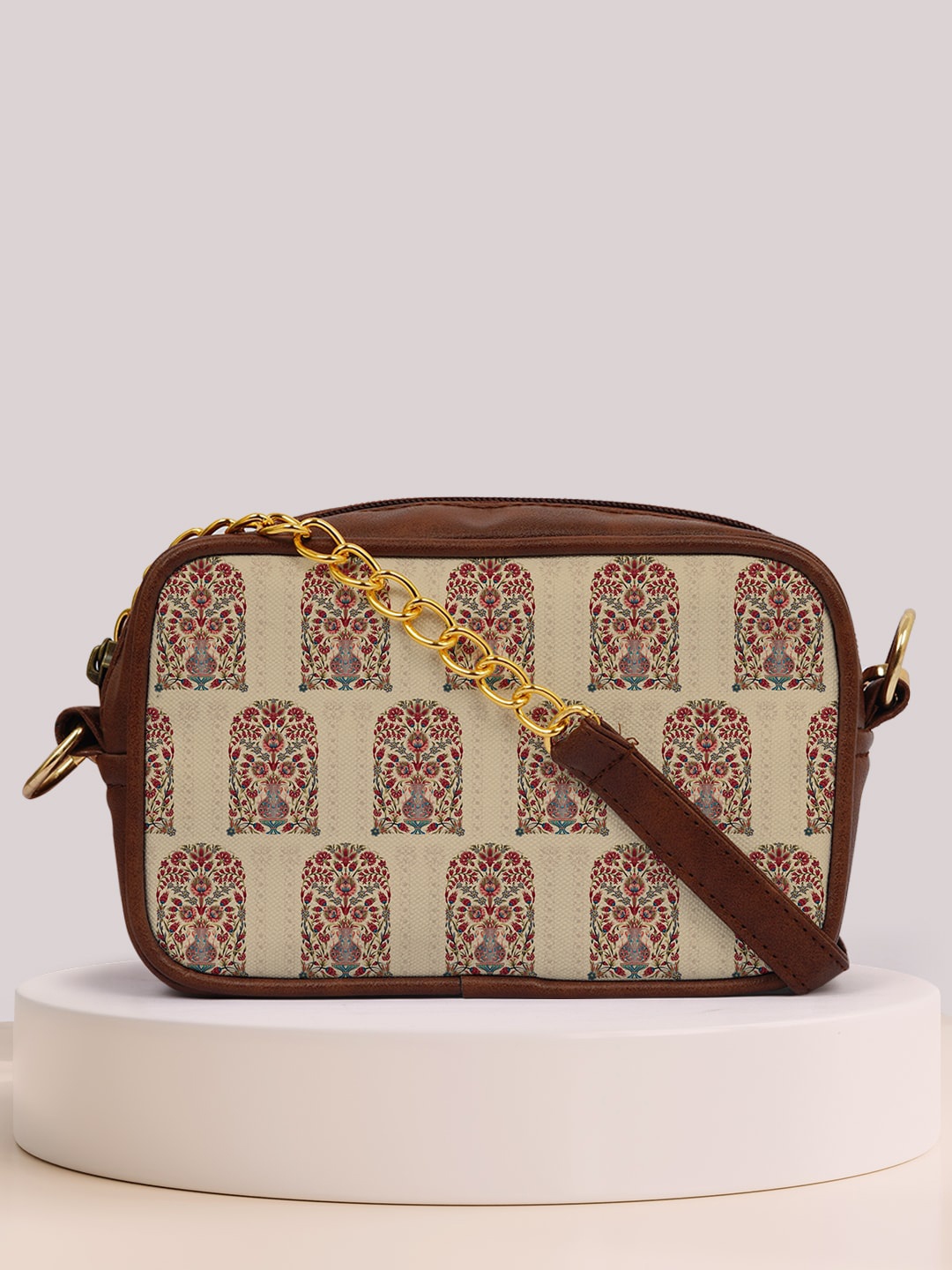 

Crazy Corner Floral Printed Sling Bag, Beige