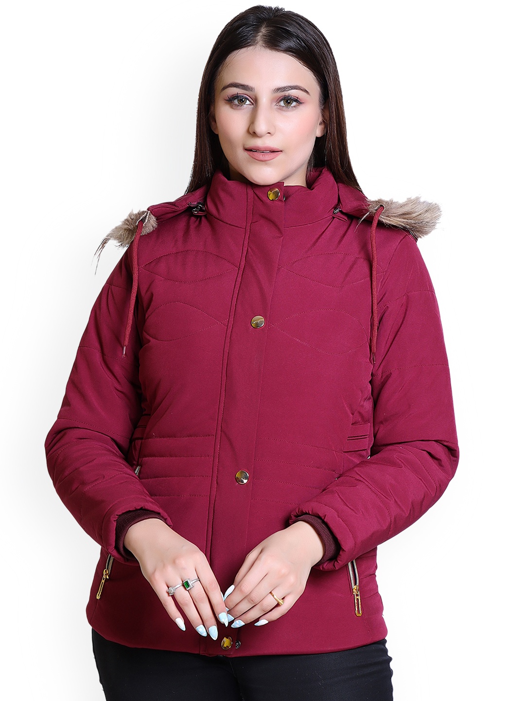 

Brazo Faux Fur Detail Lightweight Longline Parka Jacket, Maroon