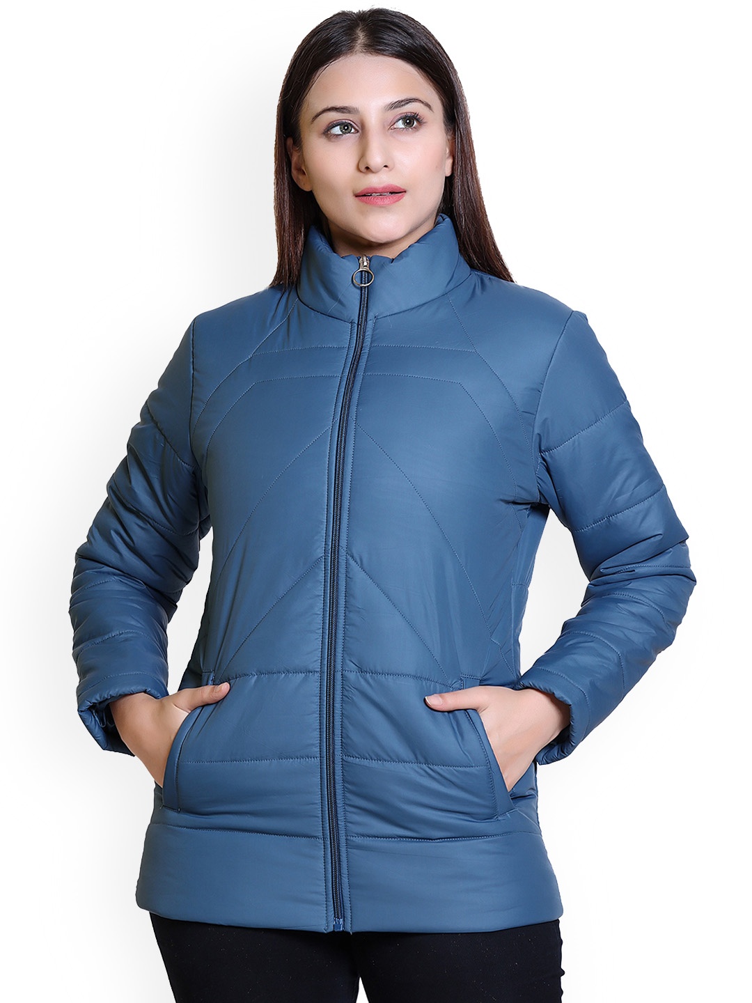 

Brazo Stand Collar Lightweight Puffer Jacket, Blue