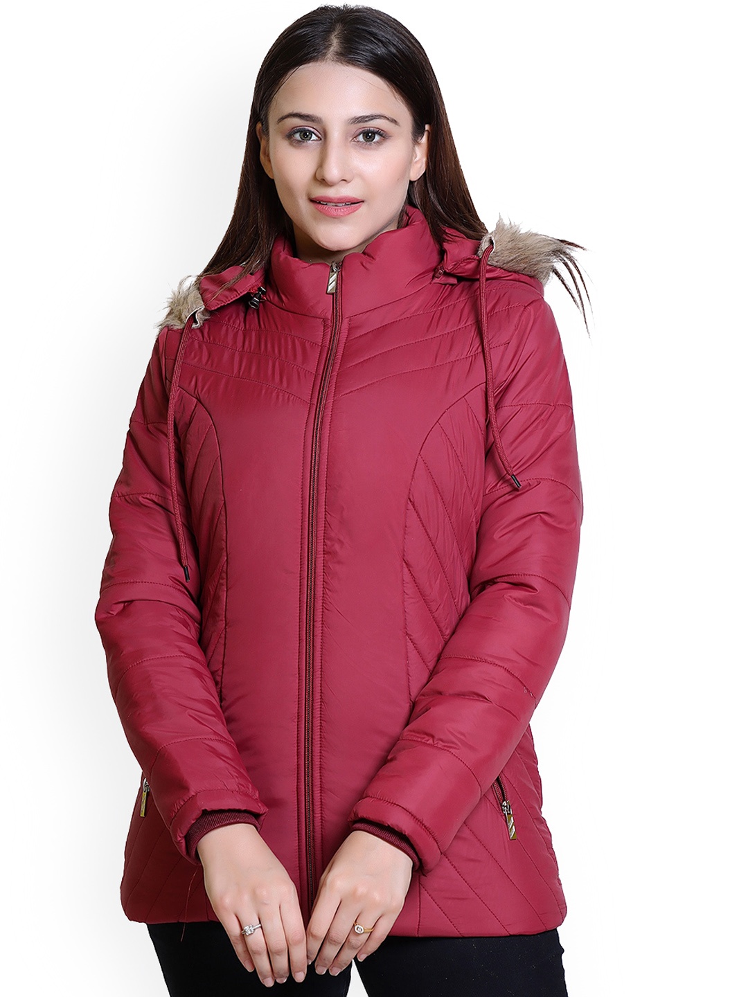 

Brazo Faux Fur Detail Lightweight Longline Parka Jacket, Maroon