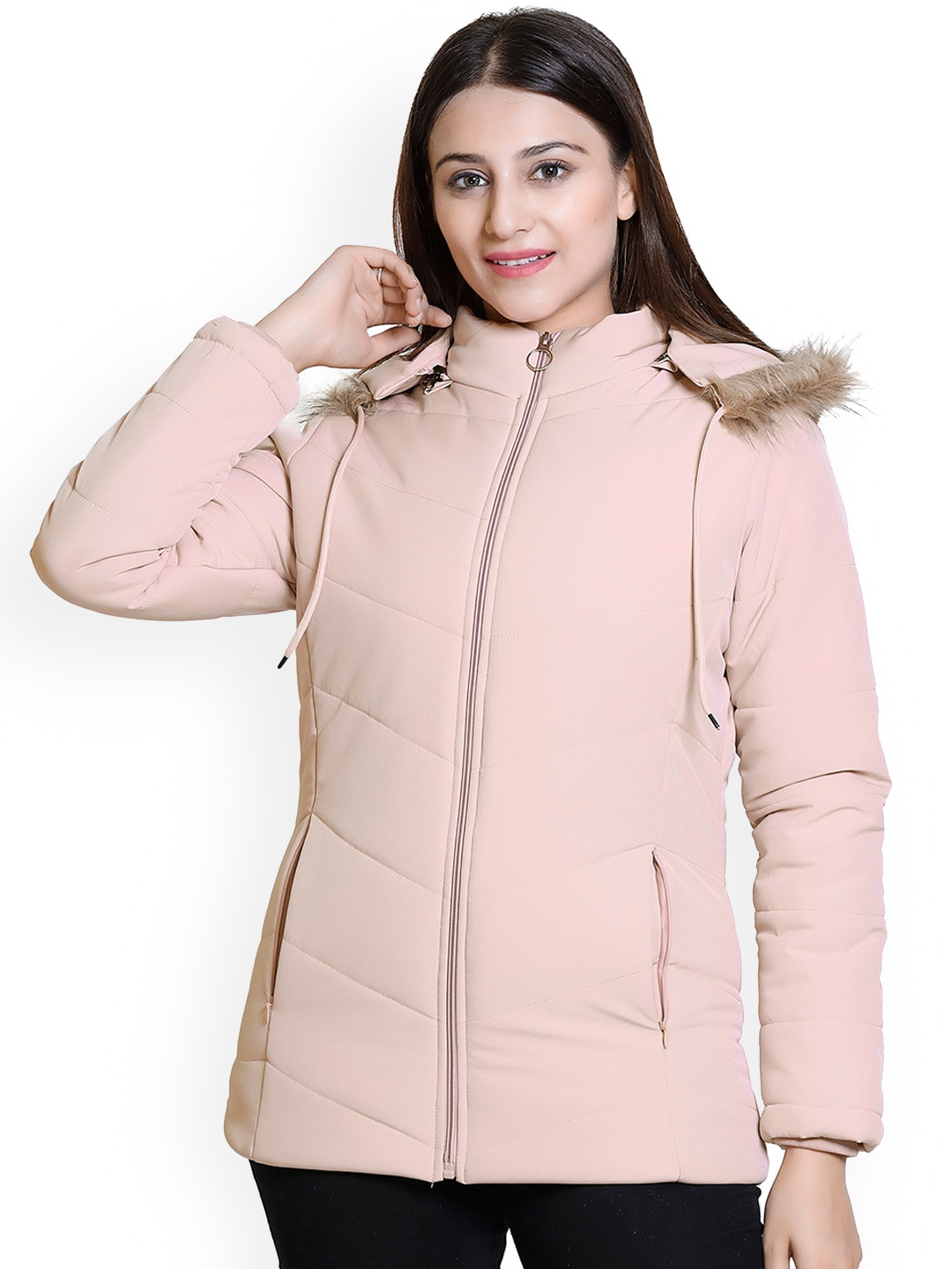 

Brazo Hooded Lightweight Puffer Jacket, Peach