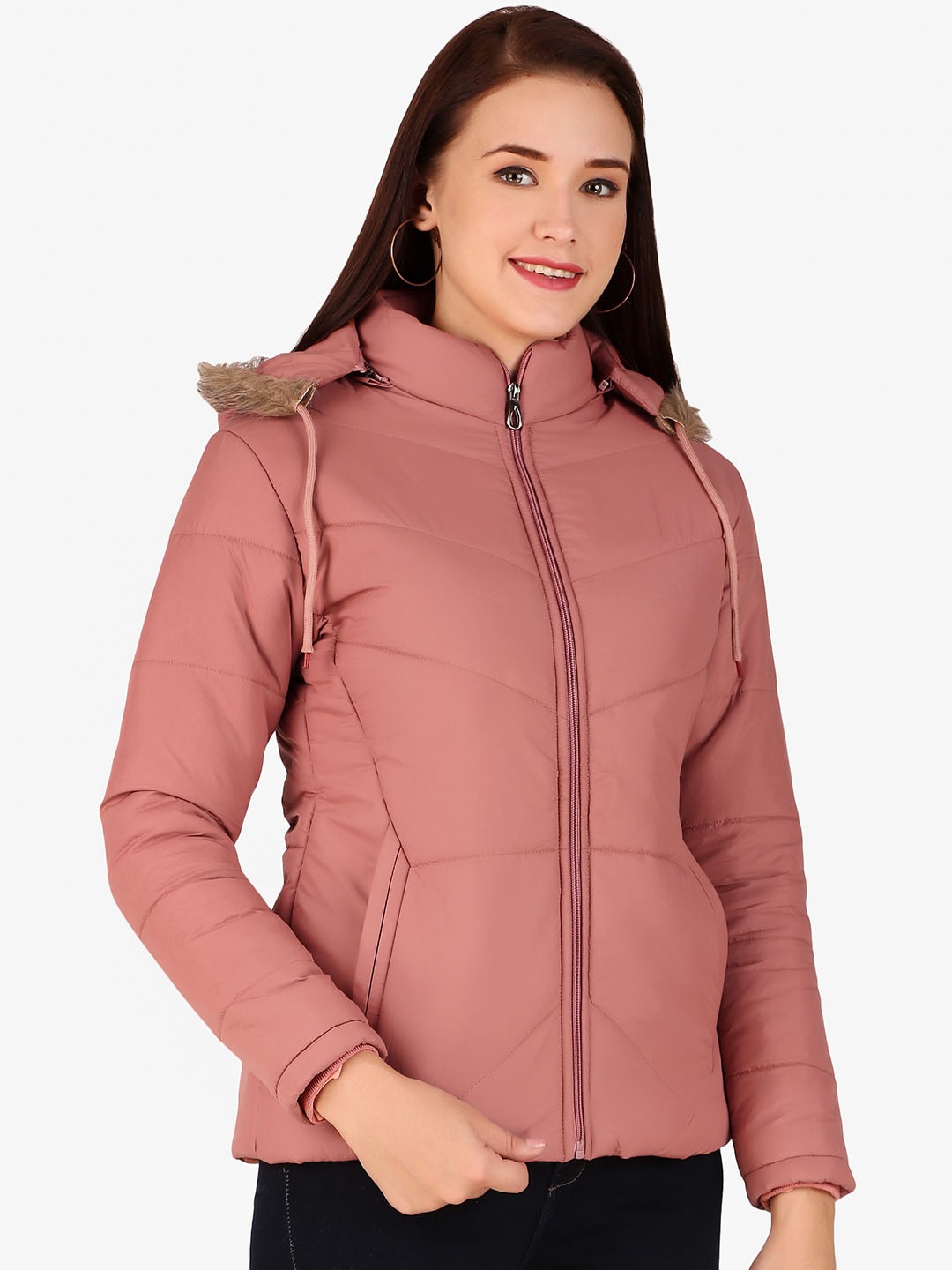 

Brazo Hooded Fur Lightweight Parka Jacket, Purple