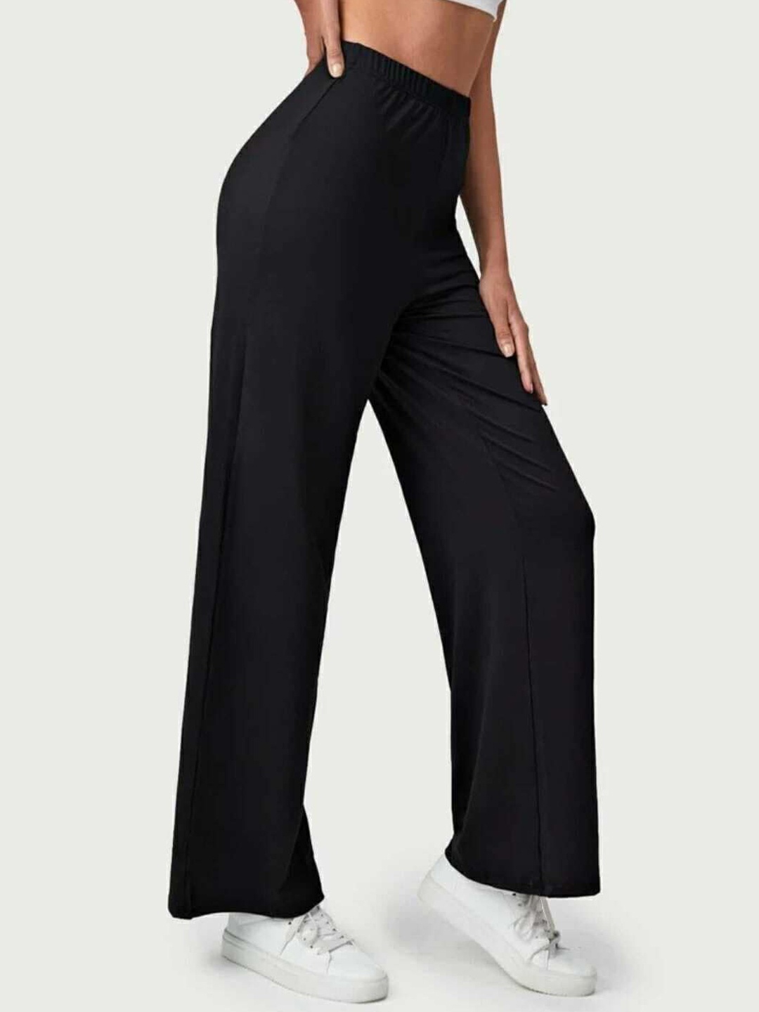 

Next One Women Smart Straight Fit High-Rise Easy Wash Trousers, Black