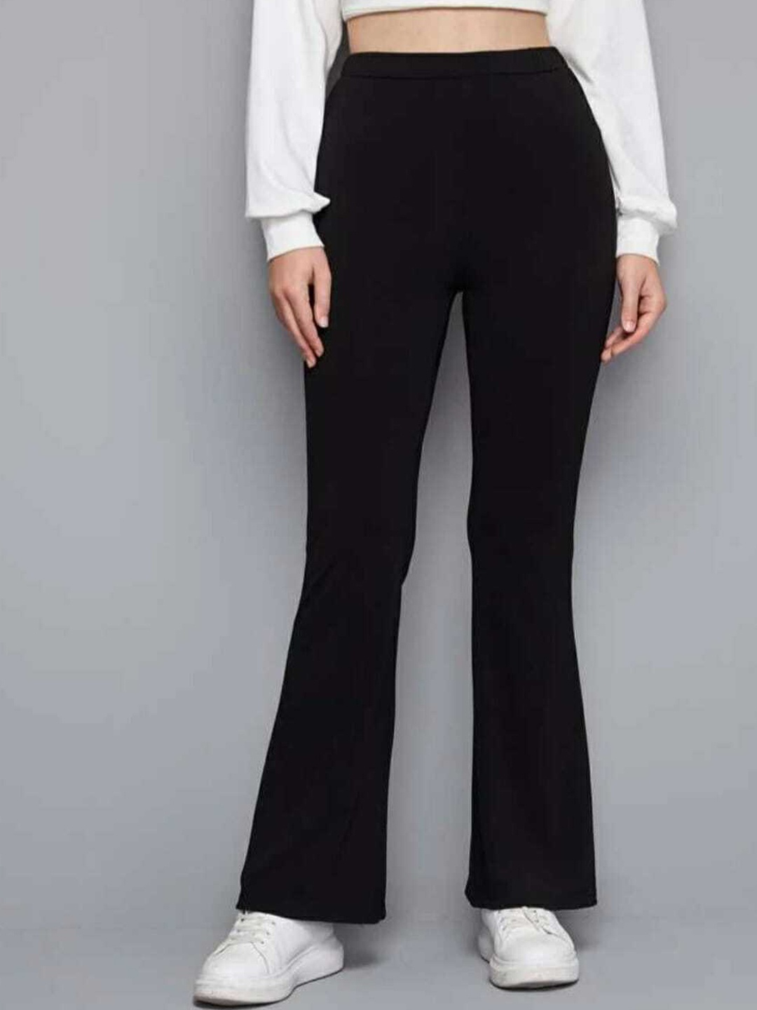 

Next One Women Smart Flared High-Rise Easy Wash Bootcut Trousers, Black