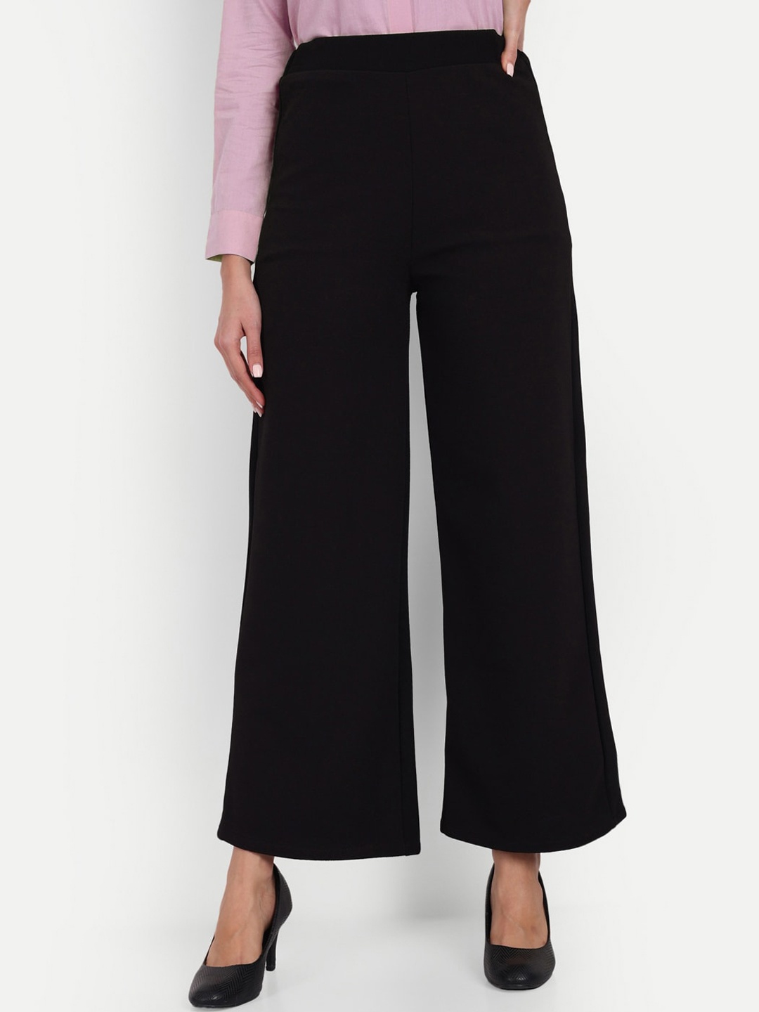

Next One Women Smart Loose Fit High-Rise Easy Wash Parallel Trousers, Black