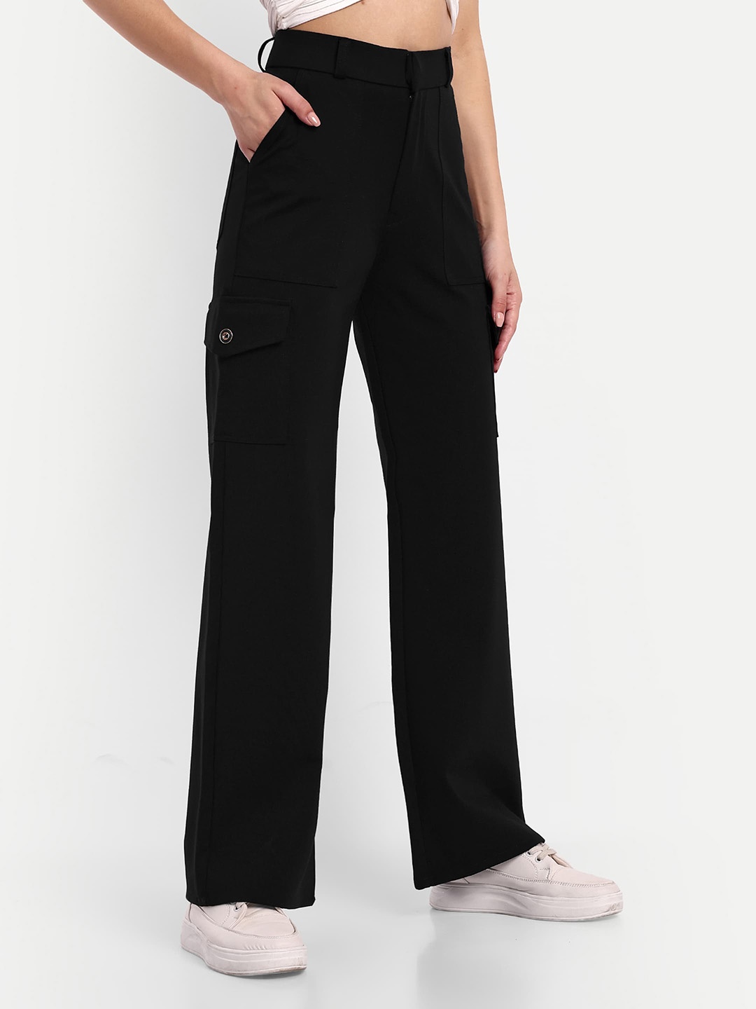 

Next One Women Smart High-Rise Easy Wash Trousers, Black