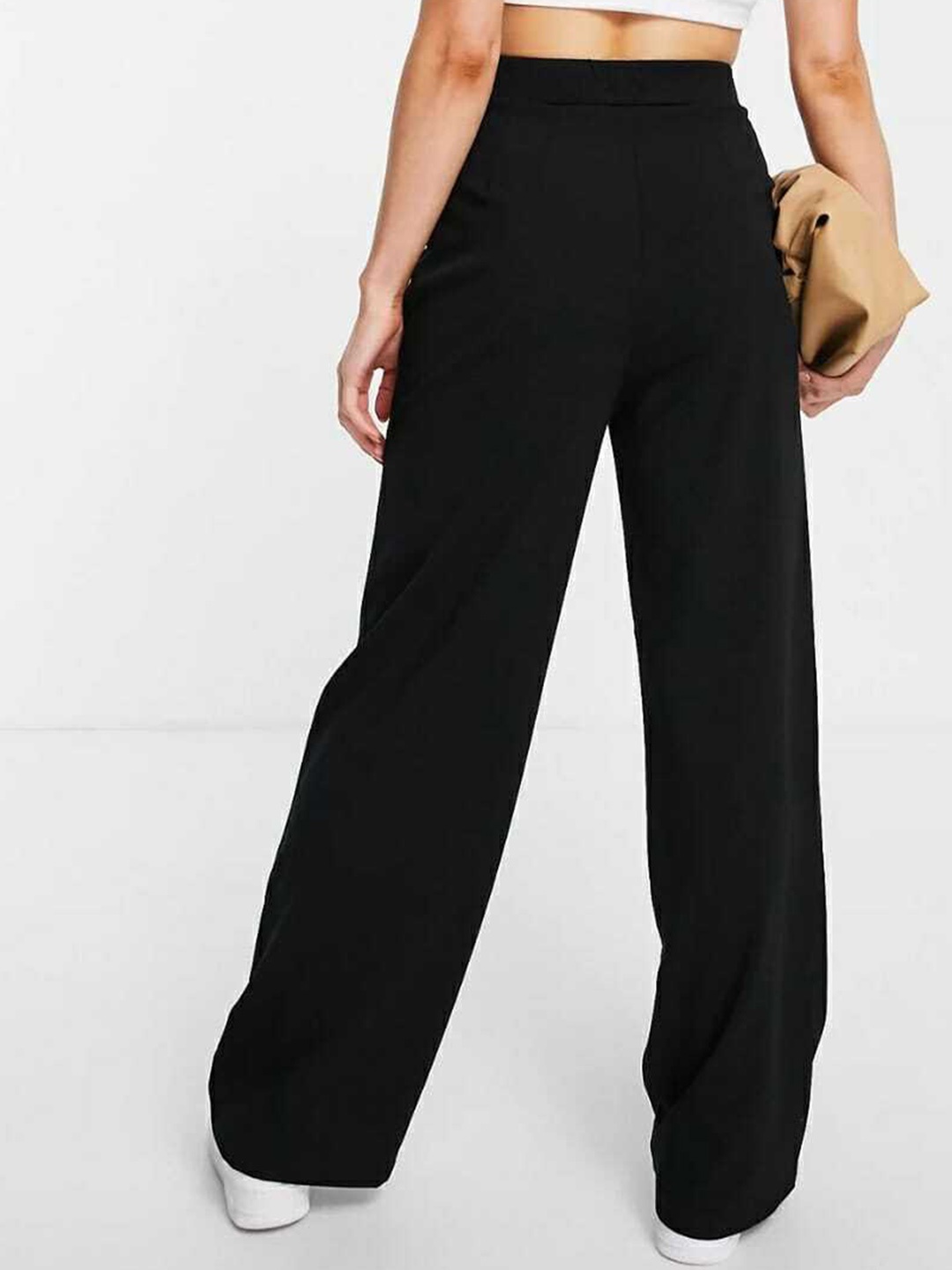 

Next One Women Smart Loose Fit High-Rise Easy Wash Pleated Parallel Trousers, Black