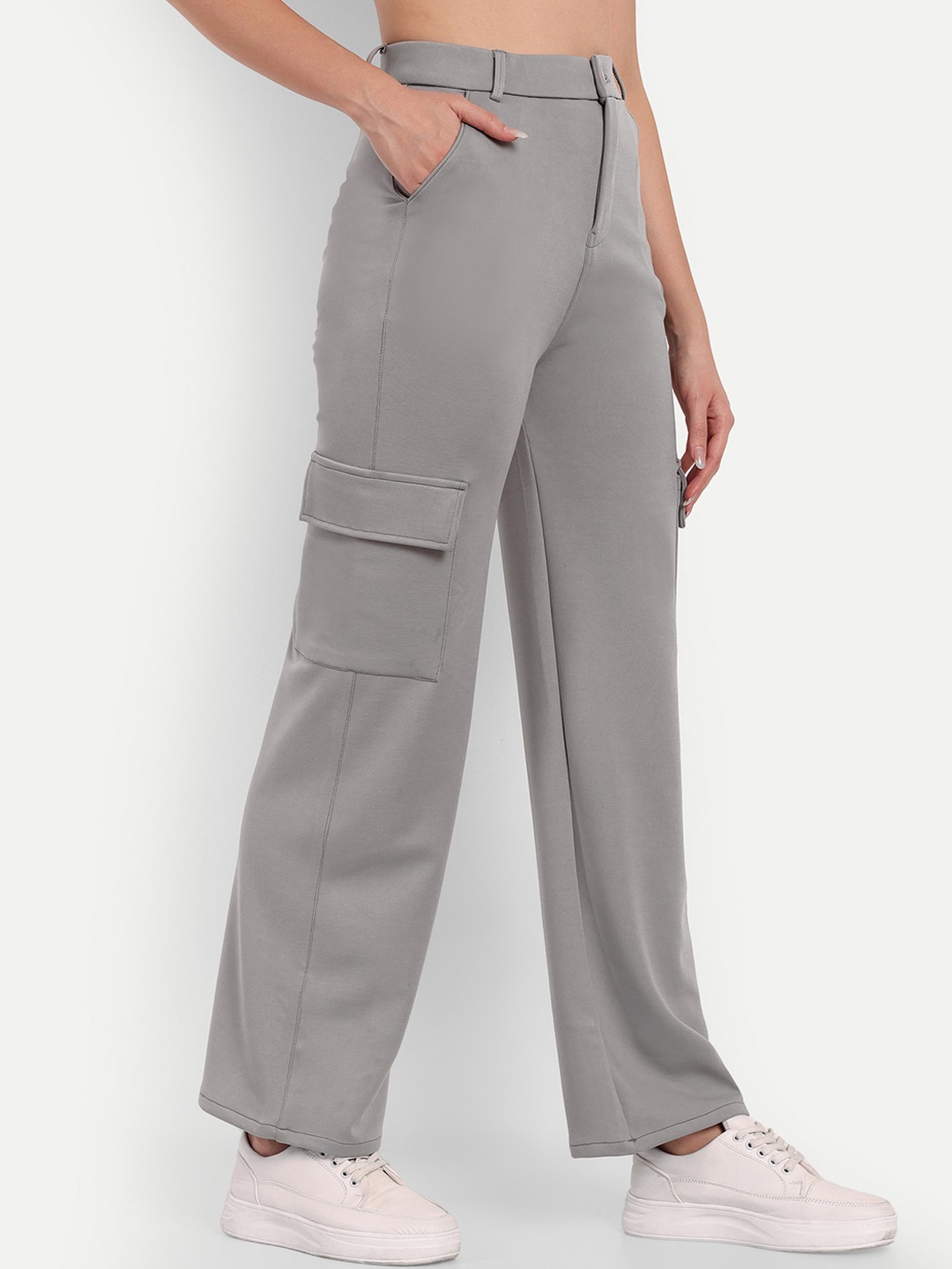 

Next One Smart Straight Fit High-Rise Easy Wash Cargo Trousers, Grey