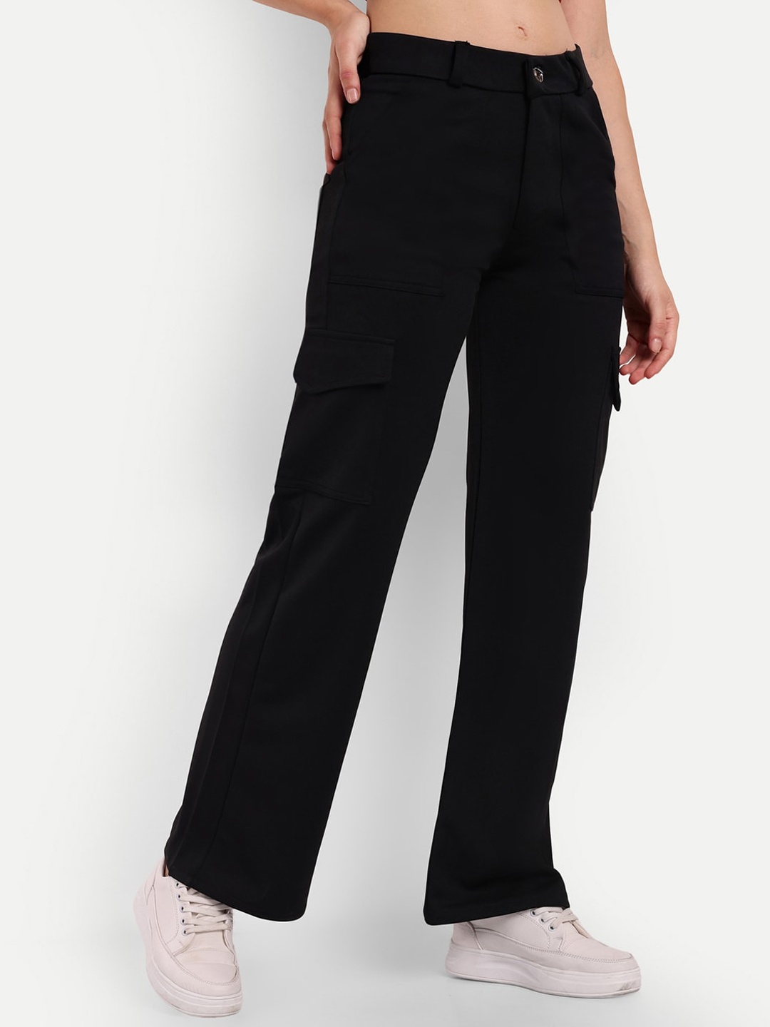 

Next One Women Smart Loose Fit High-Rise Easy Wash Trousers, Black