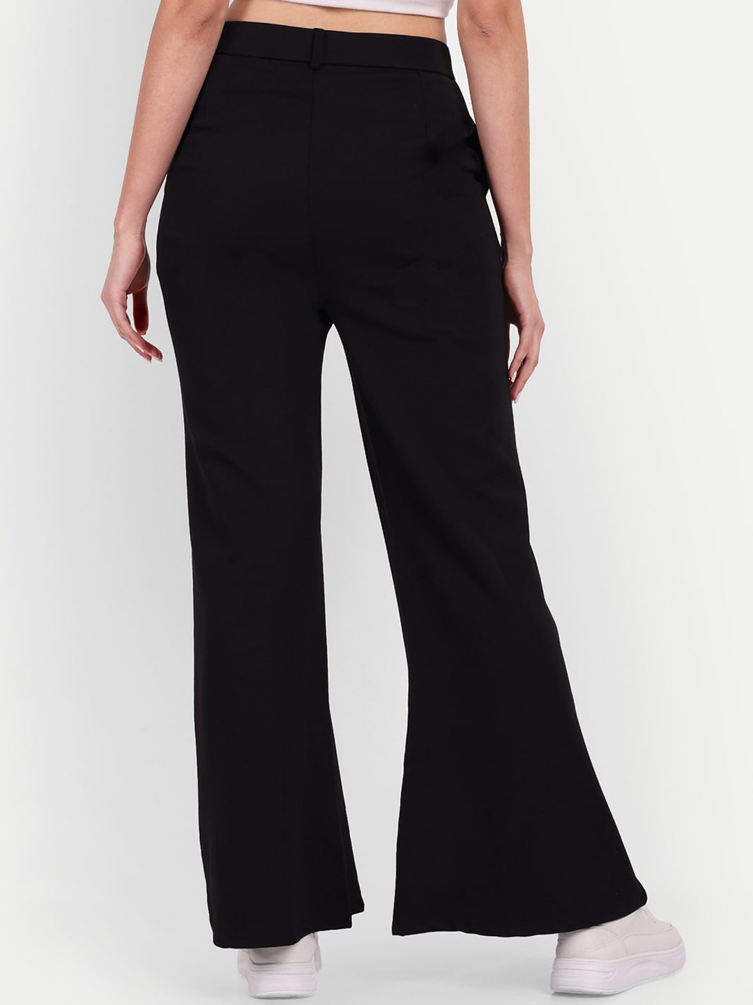 

Next One Women Smart Flared High-Rise Easy Wash Trousers, Black