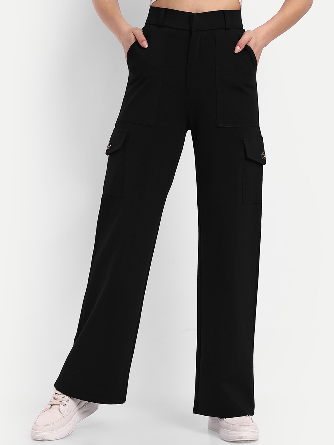 

Next One Women Smart High-Rise Easy Wash Cargos, Black