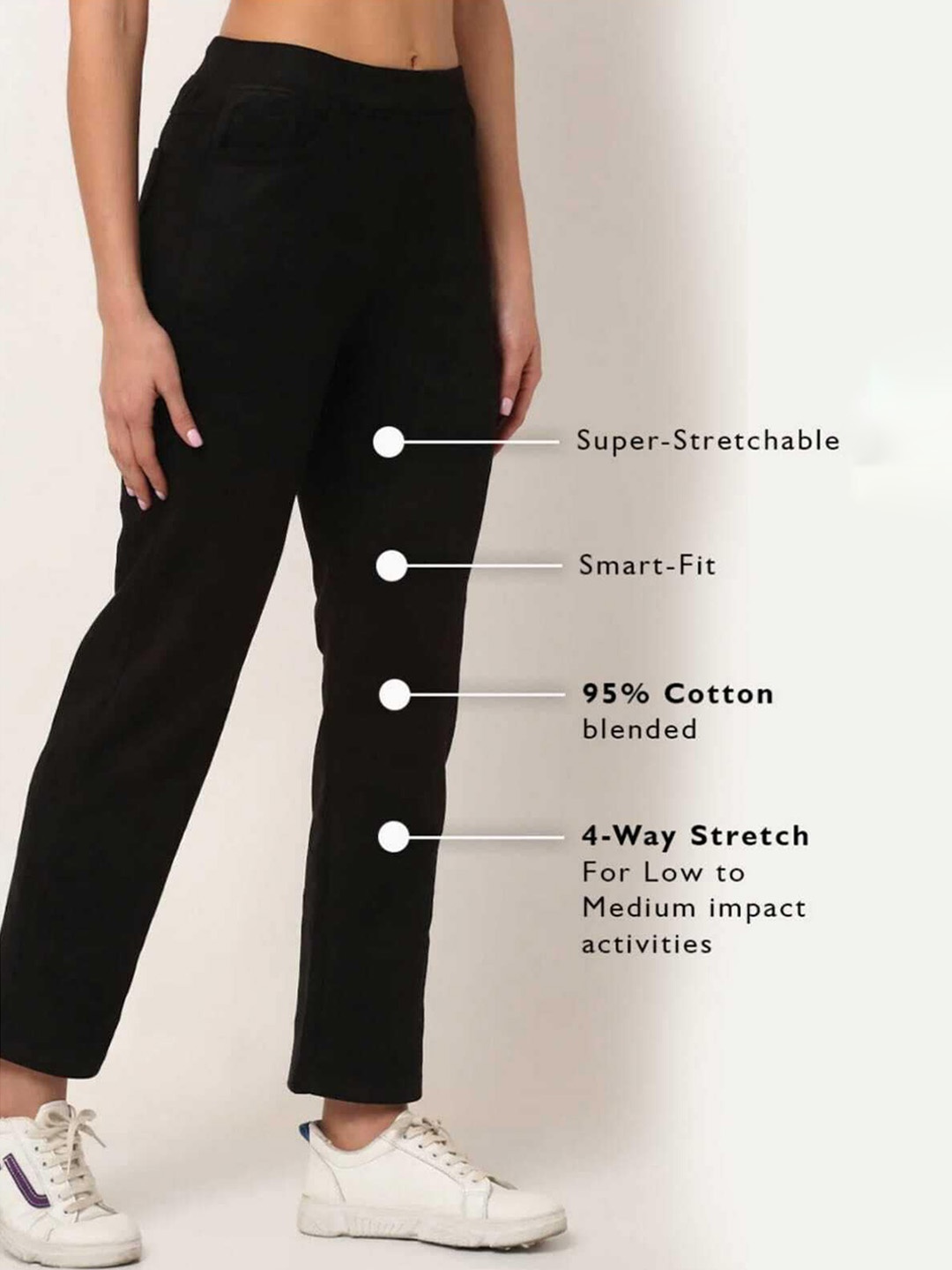 

Next One Women Smart Straight Fit High-Rise Easy Wash Casual Trousers, Black