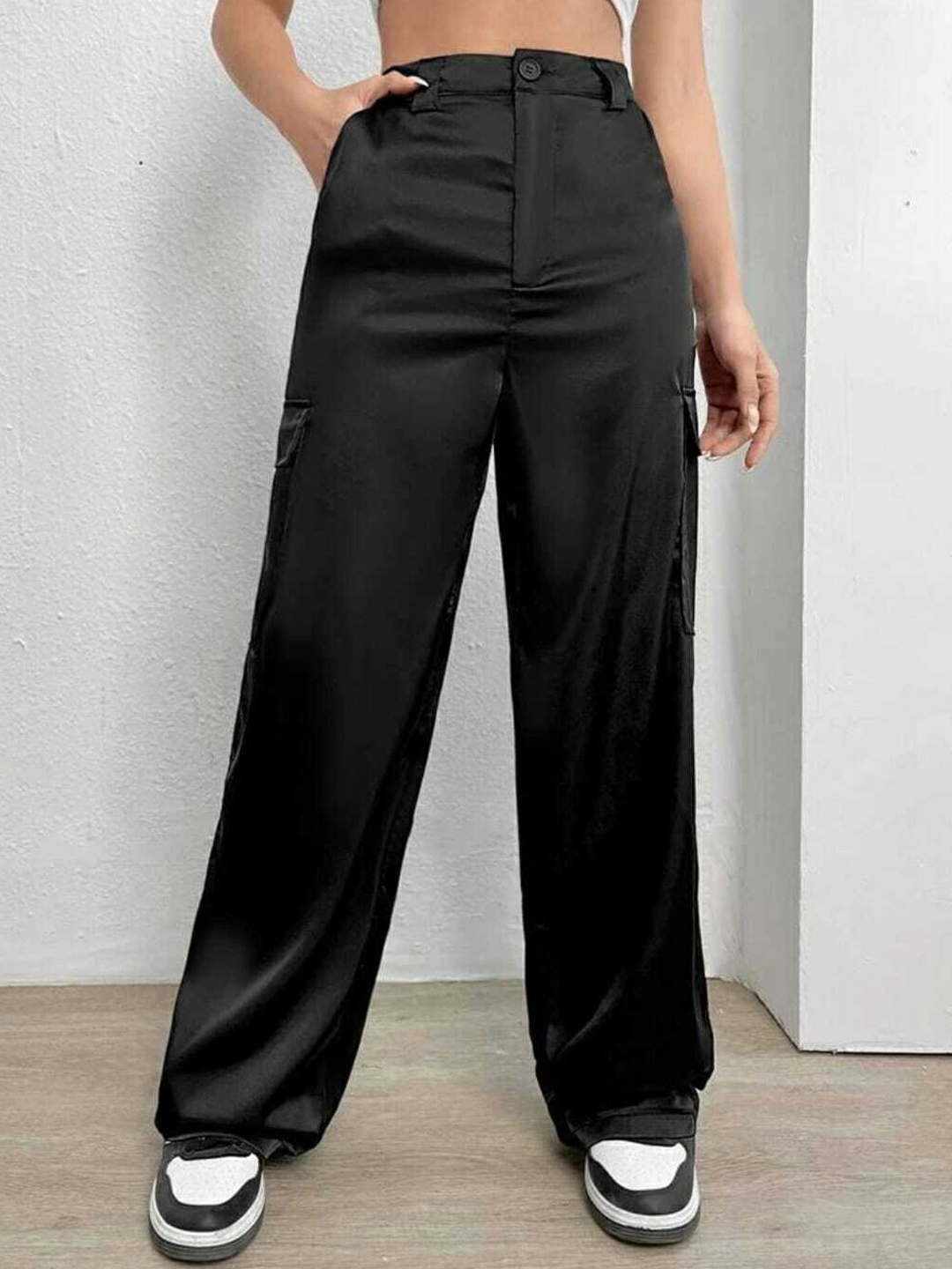 

Next One Women Smart High-Rise Easy Wash Trousers, Black