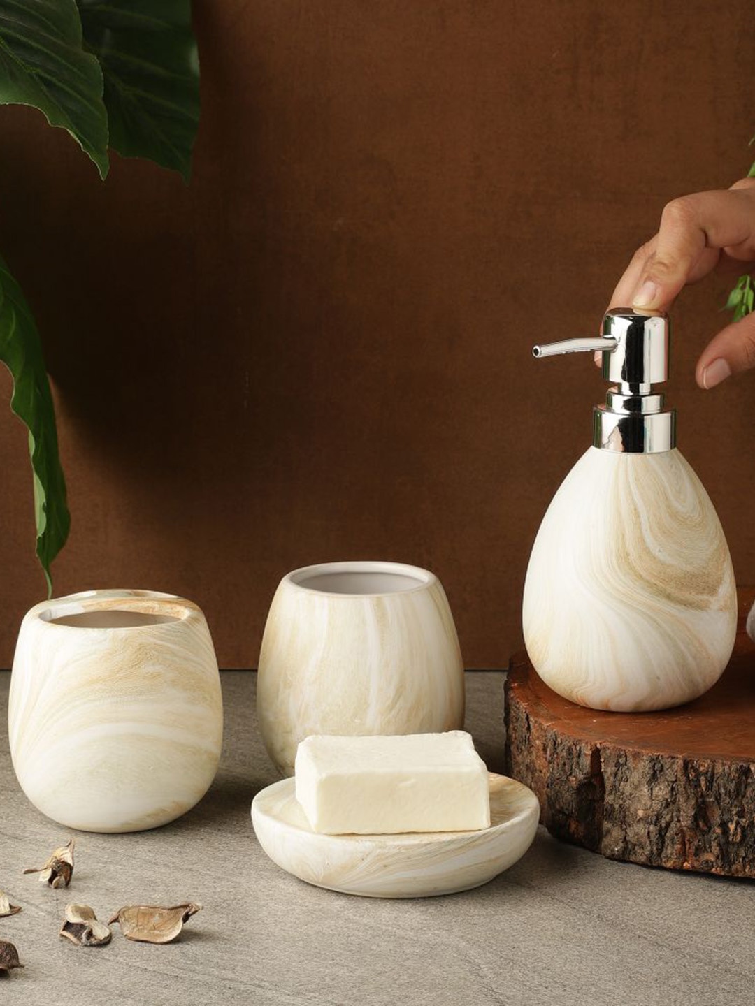 

The Decor Mart Black & Golden Spider Web Printed Round Soap Dispenser With Pump
