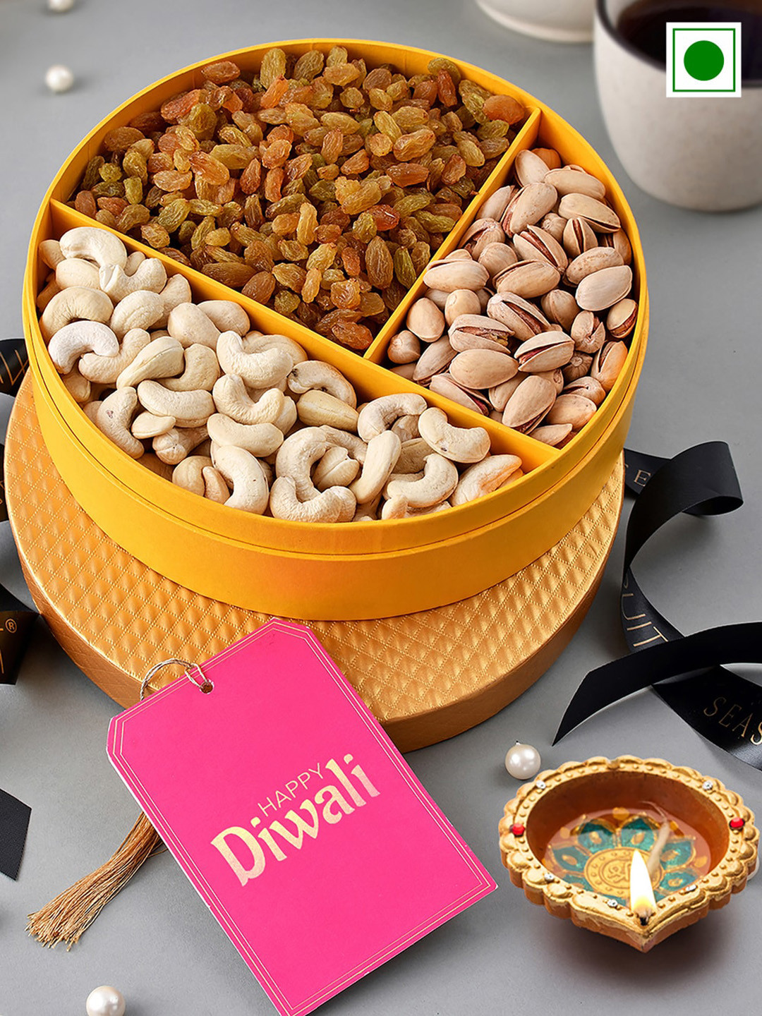 

RawFruit Assorted Diwali Dry Fruits Gift Box, Gold