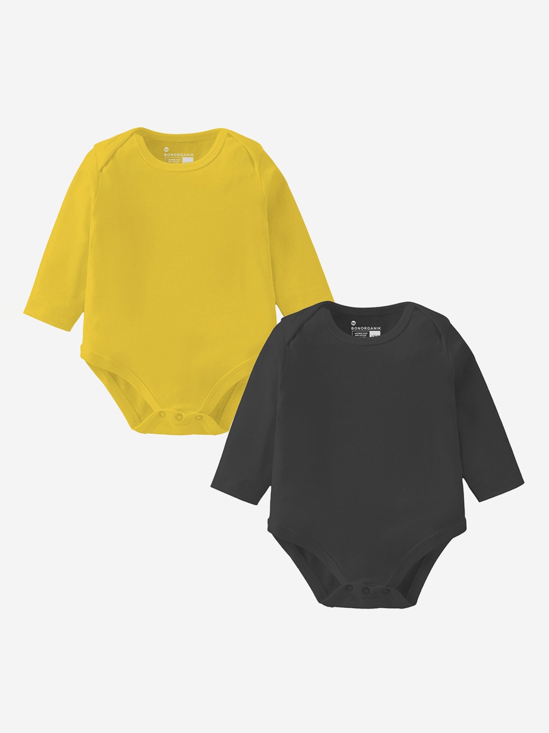 

BONKIDS Infants Pack Of 2 Cotton Bodysuits, Yellow