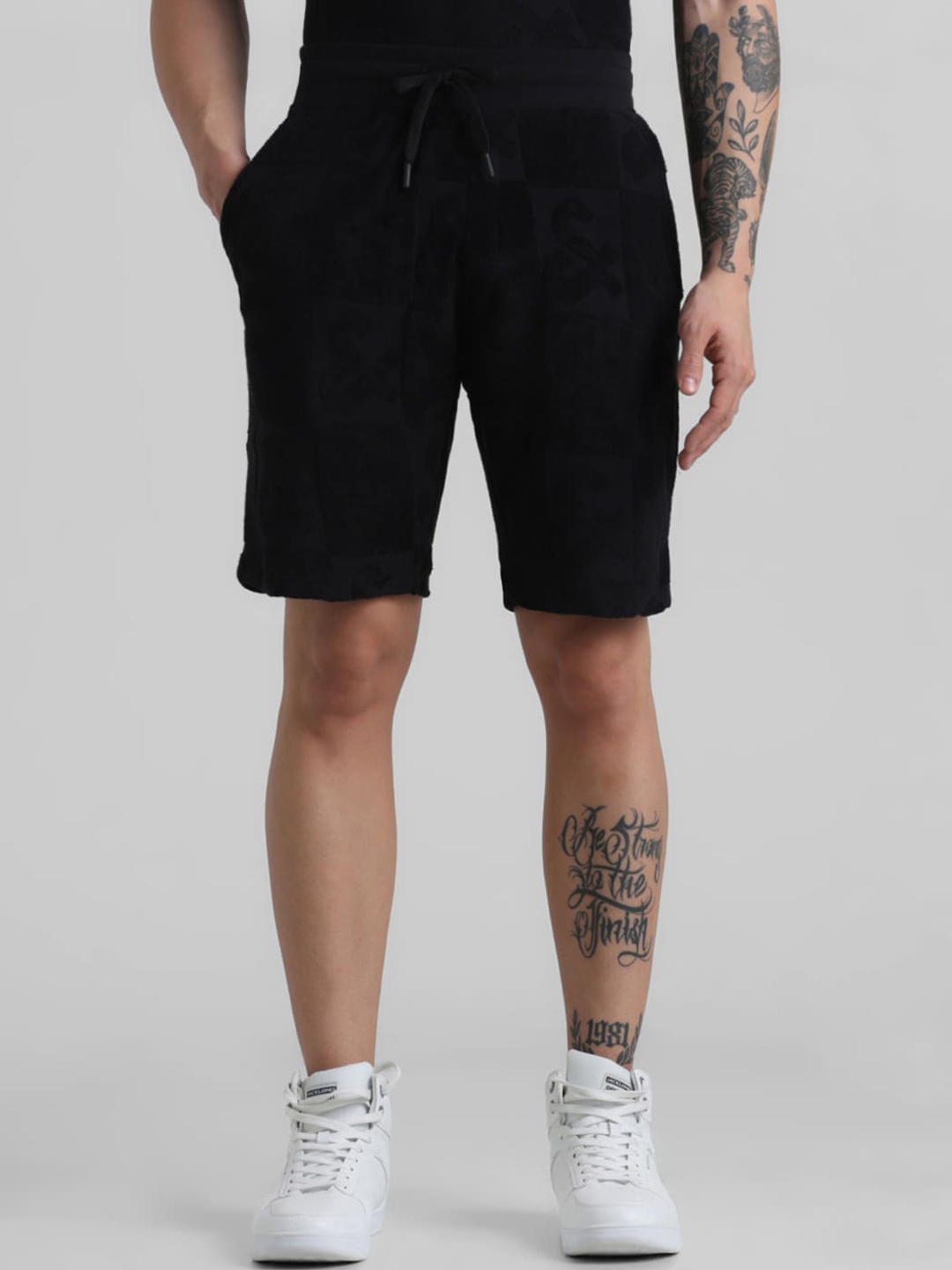 

Jack & Jones Men Mid-Rise Pure Cotton Shorts, Black