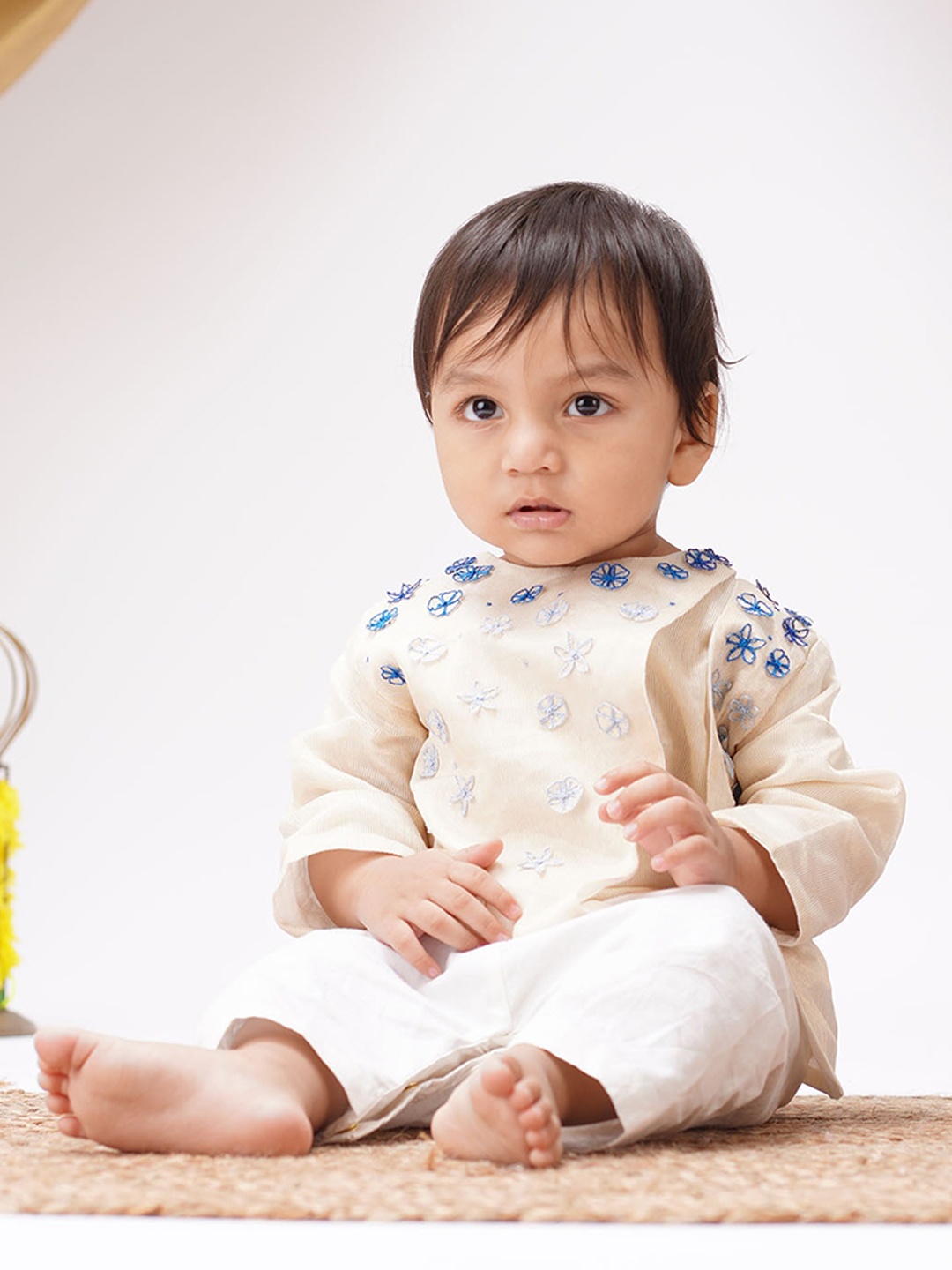 

GREENDIGO Boys Embroidered Pure Cotton Kurta With Pyjamas, Off white