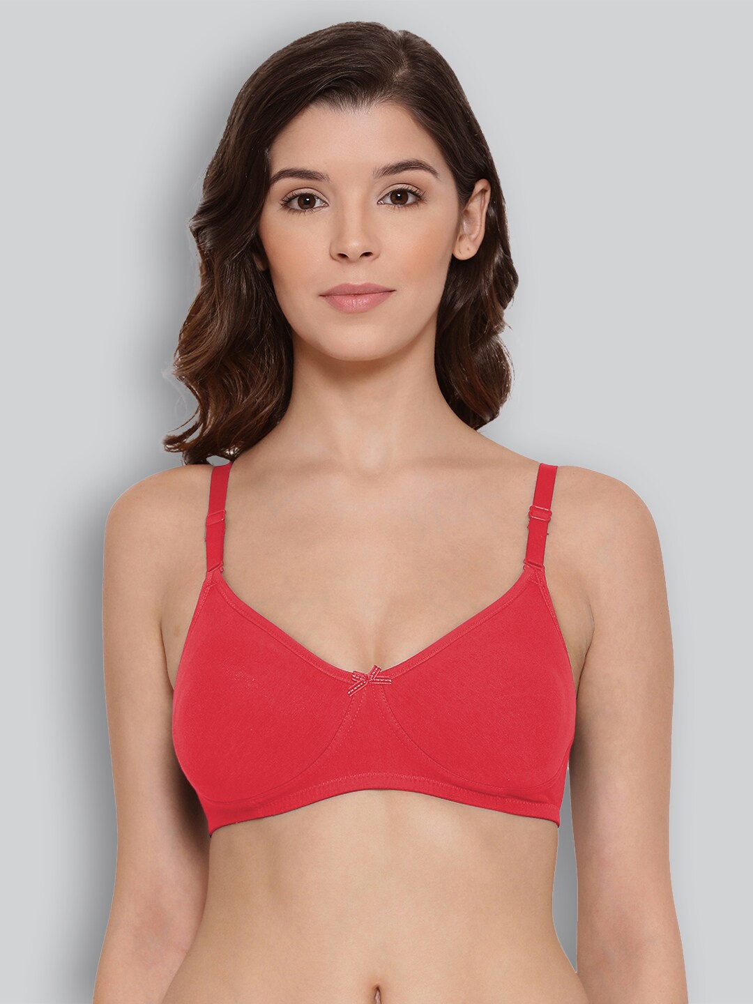 

LYRA Combed Cotton Wirefree Secret Support Bra with Detachable Strap, Red