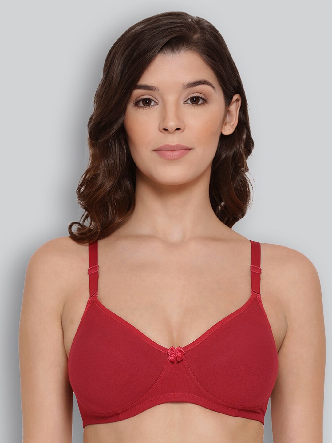 

LYRA Combed Cotton Wirefree Secret Support Bra with Detachable Strap, Red