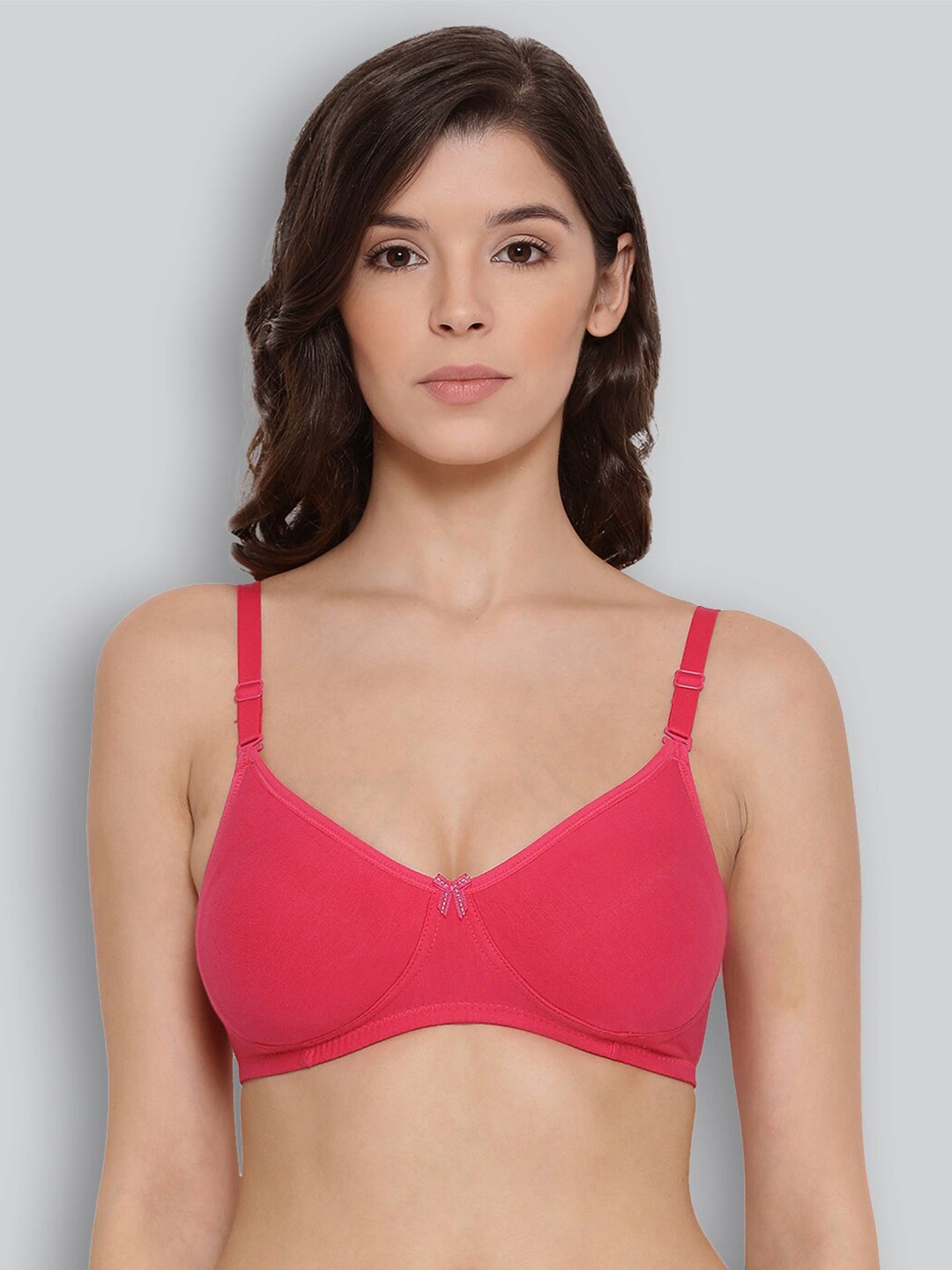 

LYRA Combed Cotton Wirefree Secret Support Bra with Detachable Strap, Fuchsia
