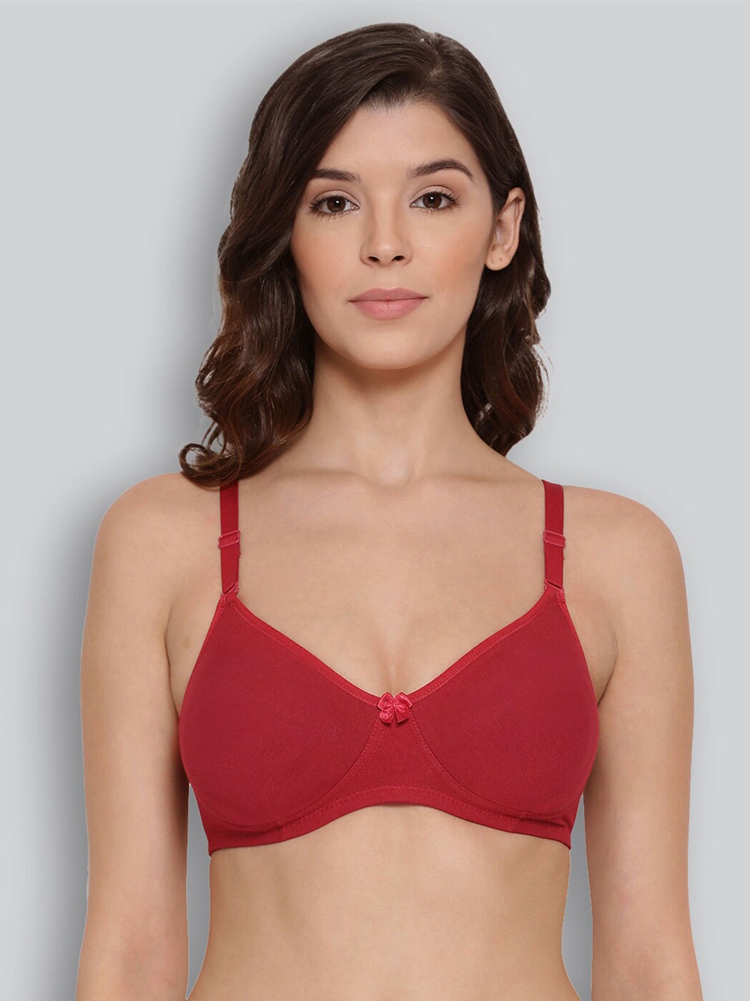 

LYRA Combed Cotton Wirefree Secret Support Bra with Detachable Strap, Red