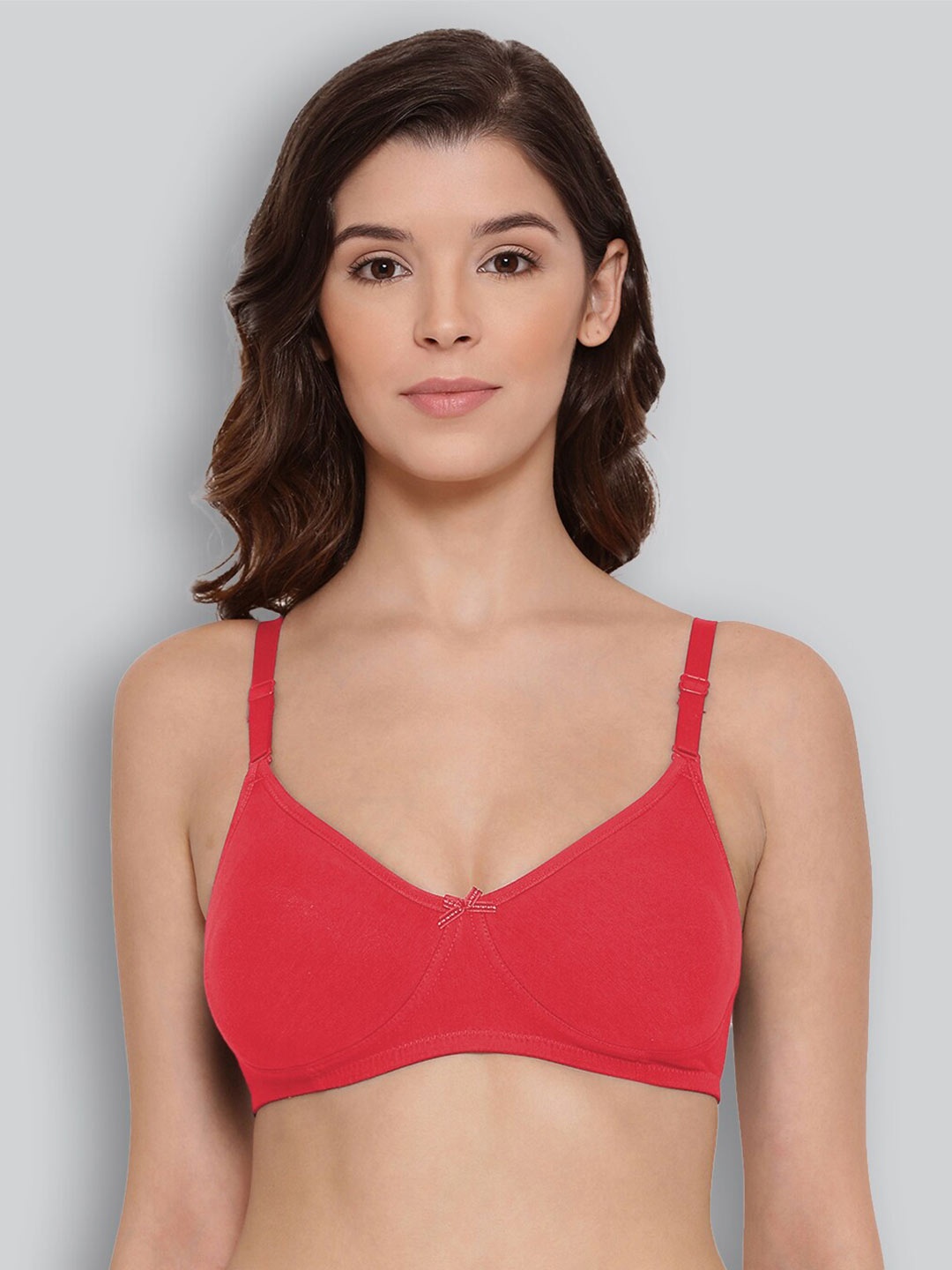 

LYRA Combed Cotton Wirefree Secret Support Bra with Detachable Strap, Red