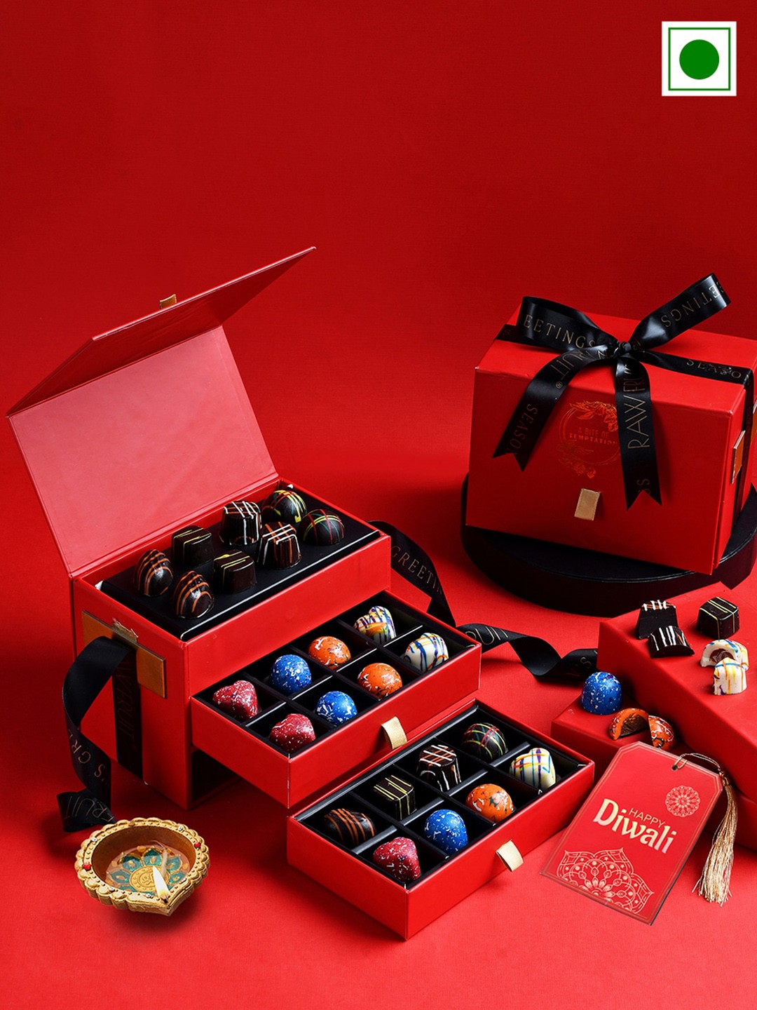 

RawFruit Diwali Chocolate Gift Box, Red