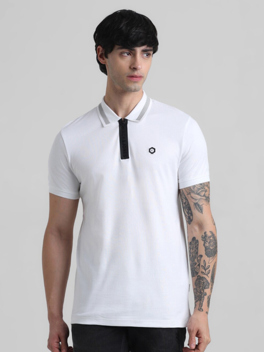 

Jack & Jones Polo Collar Slim Fit Pure Cotton T-shirt, White