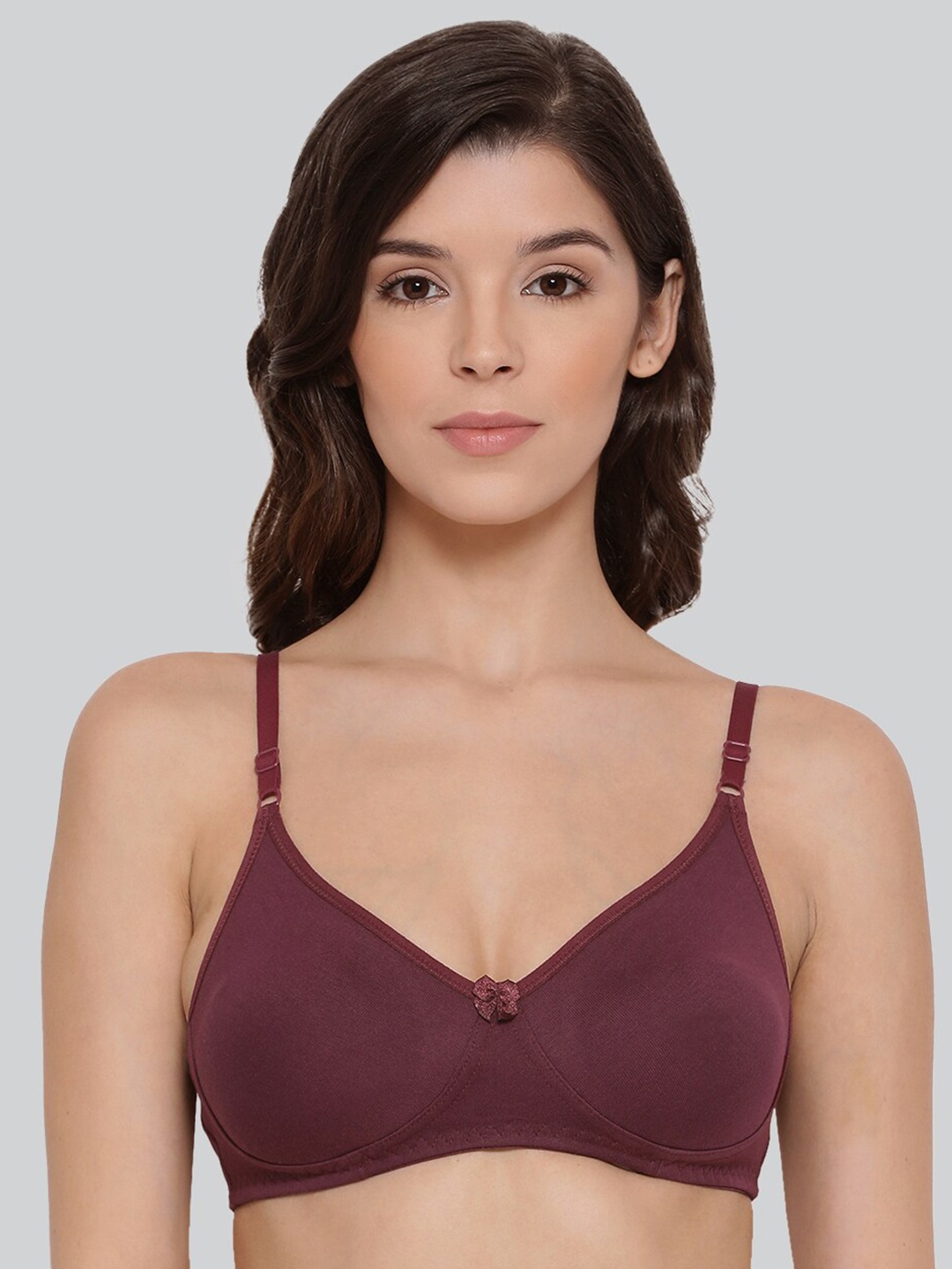 

LYRA Premium Cotton Seamless Moulded Tshirt Bra with Adjustable Strap, Maroon