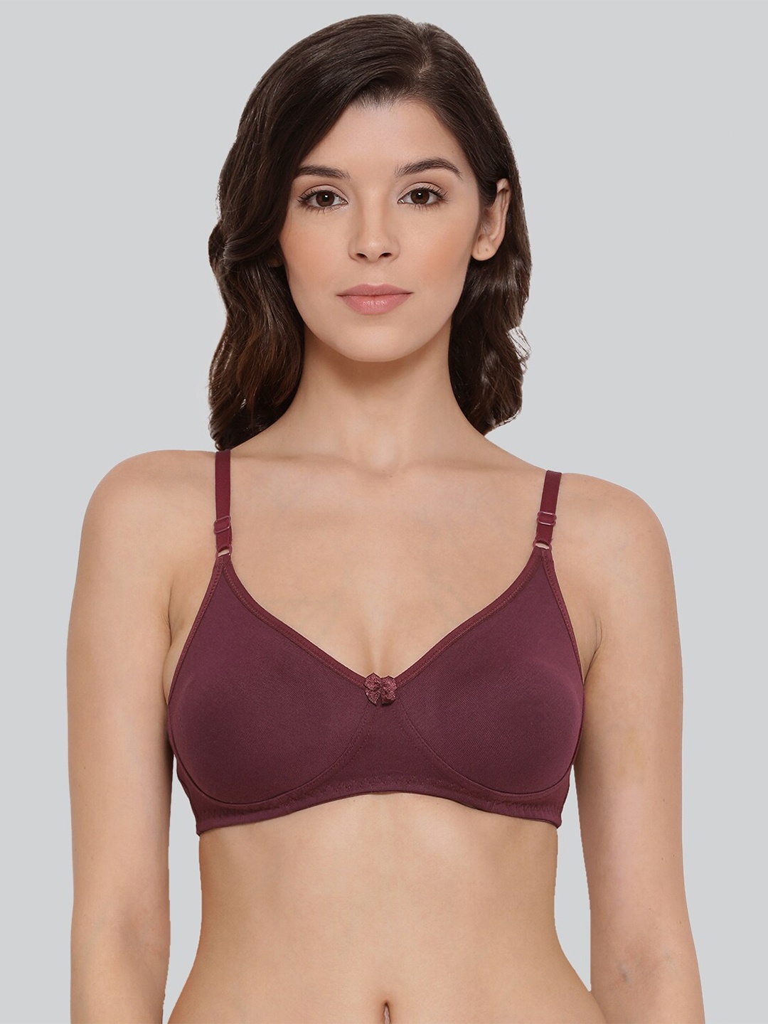 

LYRA Premium Cotton Seamless Moulded Tshirt Bra with Adjustable Strap, Maroon