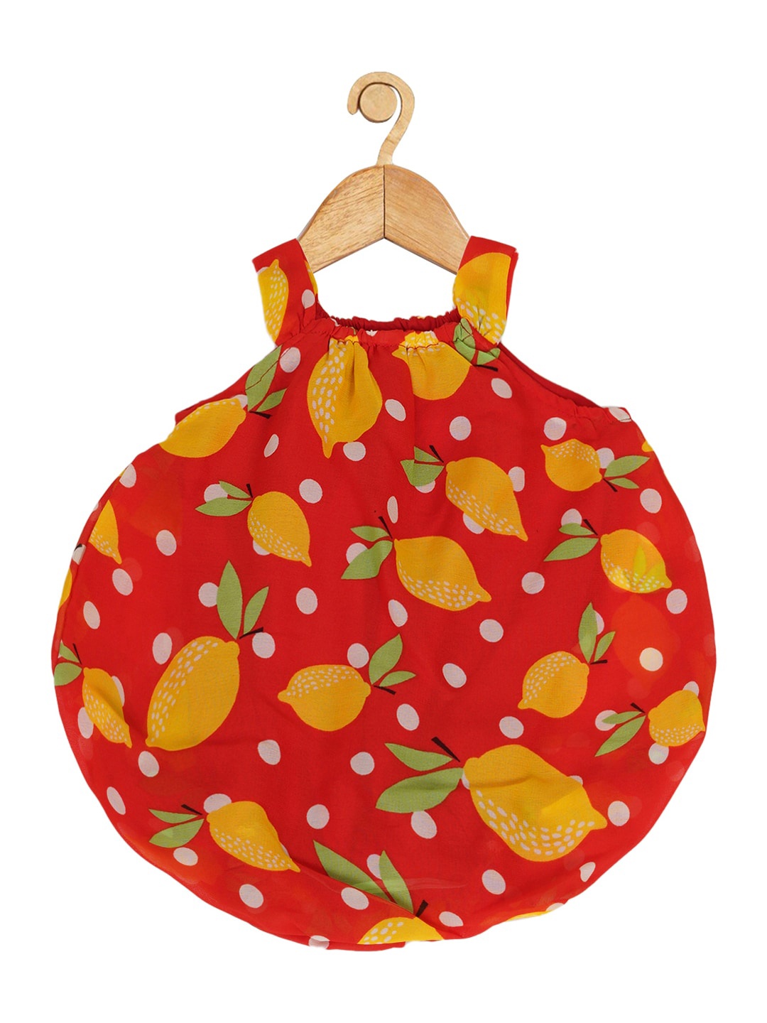 

Creative Kids Infant Girls Conversational Printed Balloon Dress With Attached Bodysuit, Red
