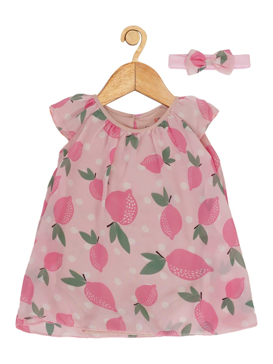

Creative Kids Infant Girls Floral Printed A-Line Dress With Headband, Pink