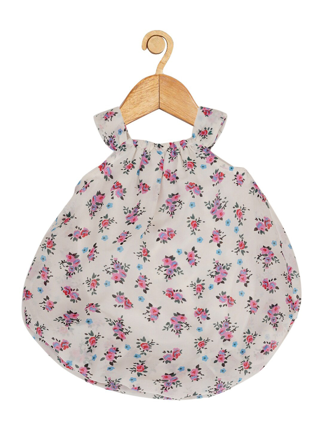 

Creative Kids Infant Girls Floral Printed Balloon Dress With Attached Bodysuit, White