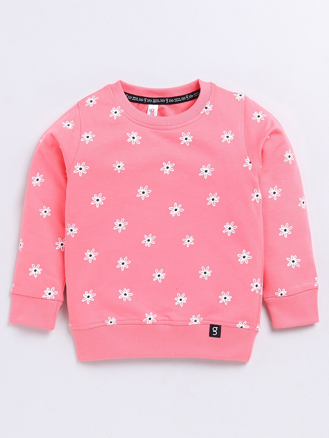 

Ginie Girls Floral Printed Pullover Cotton Sweatshirt, Pink