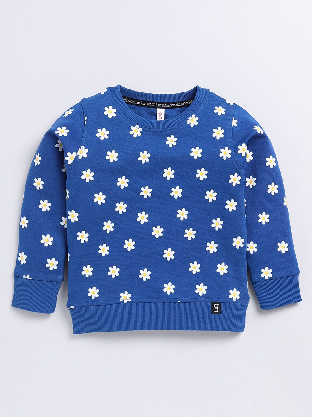 

Ginie Girls Floral Printed Round Neck Cotton Sweatshirt, Blue