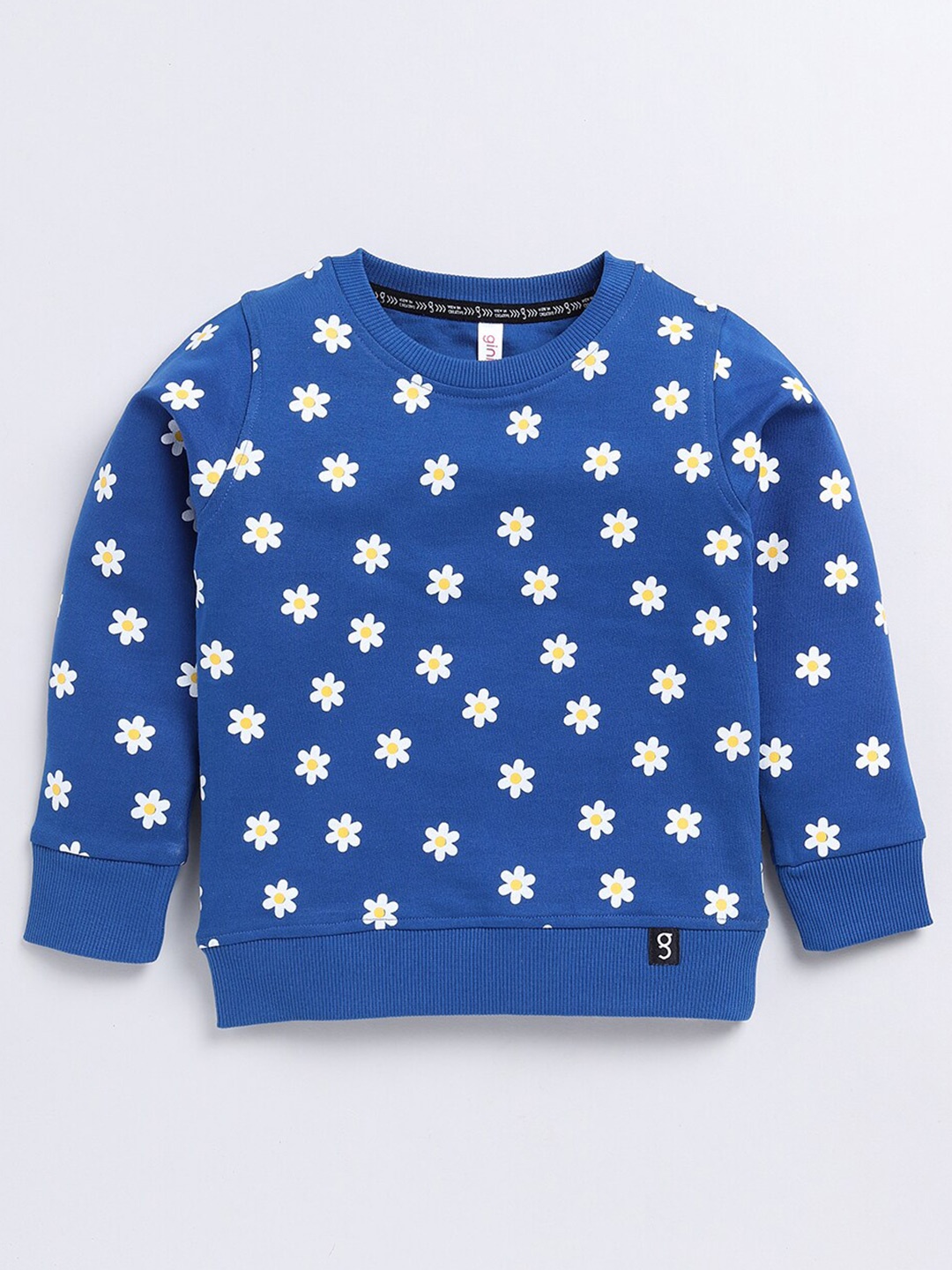 

Ginie Girls Floral Printed Pullover Cotton Sweatshirt, Blue