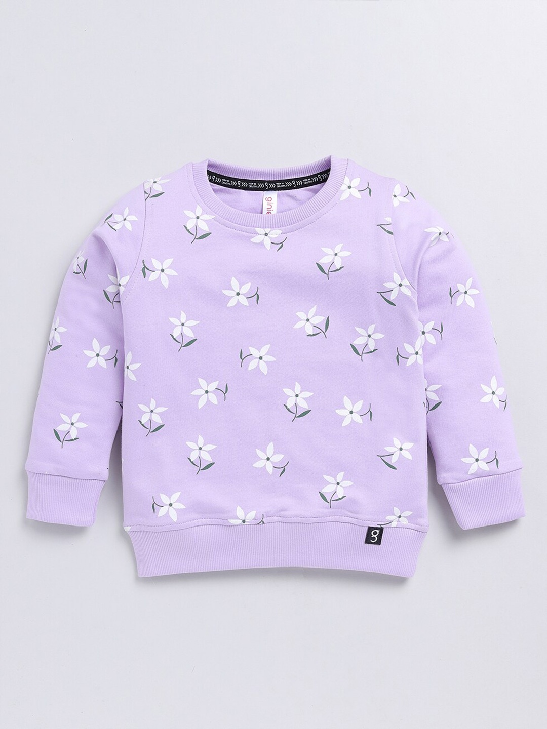 

Ginie Girls Graphic Printed Round Neck Cotton Pullover Sweatshirt, Lavender