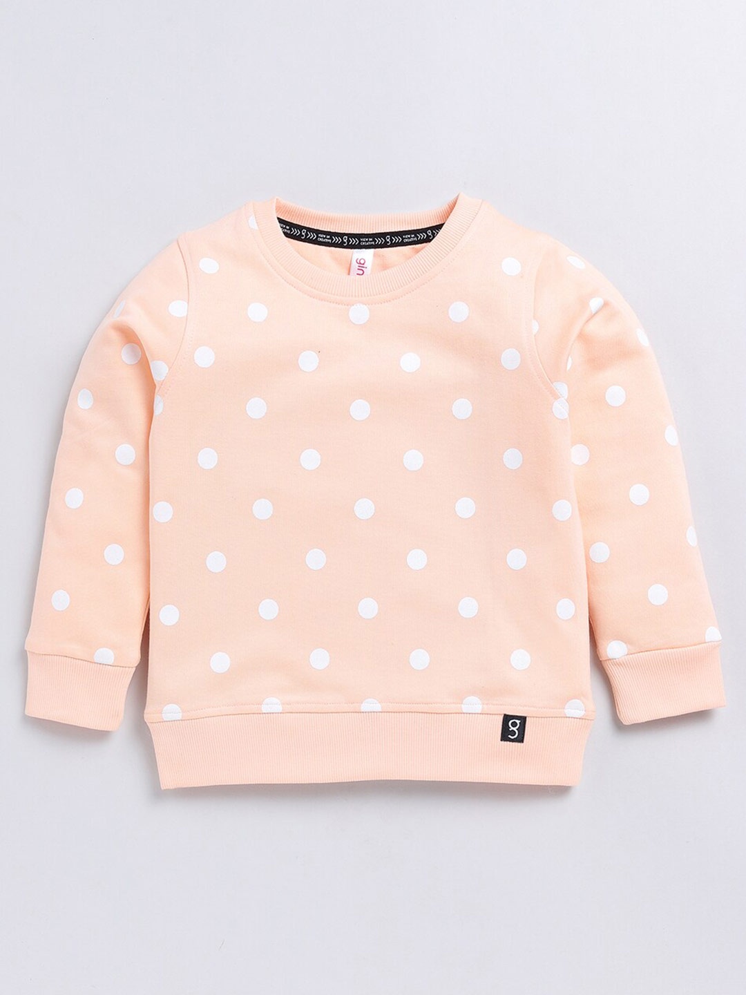 

Ginie Girls Geometric Printed Round Neck Cotton Sweatshirt, Peach