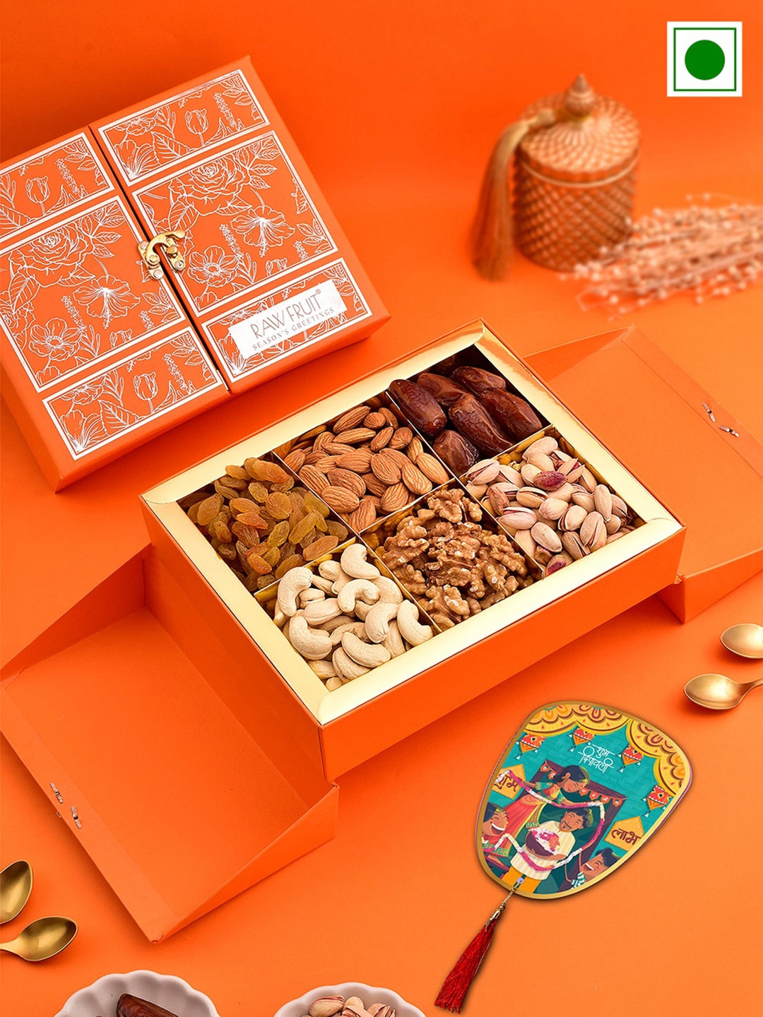 

RawFruit Diwali Dry Fruits Gift Box, Orange