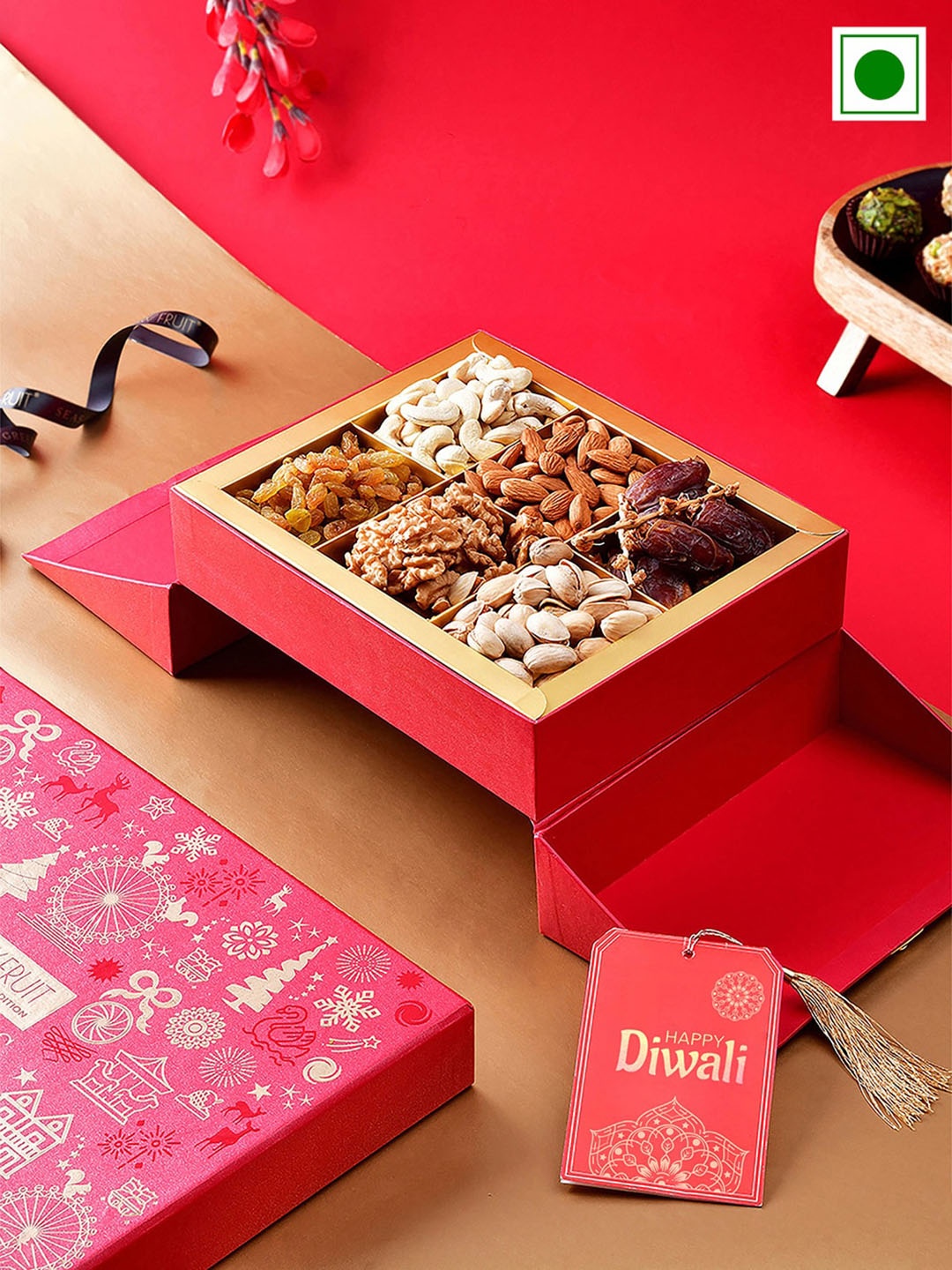 

RawFruit Diwali Dry Fruits Gift Box, Red