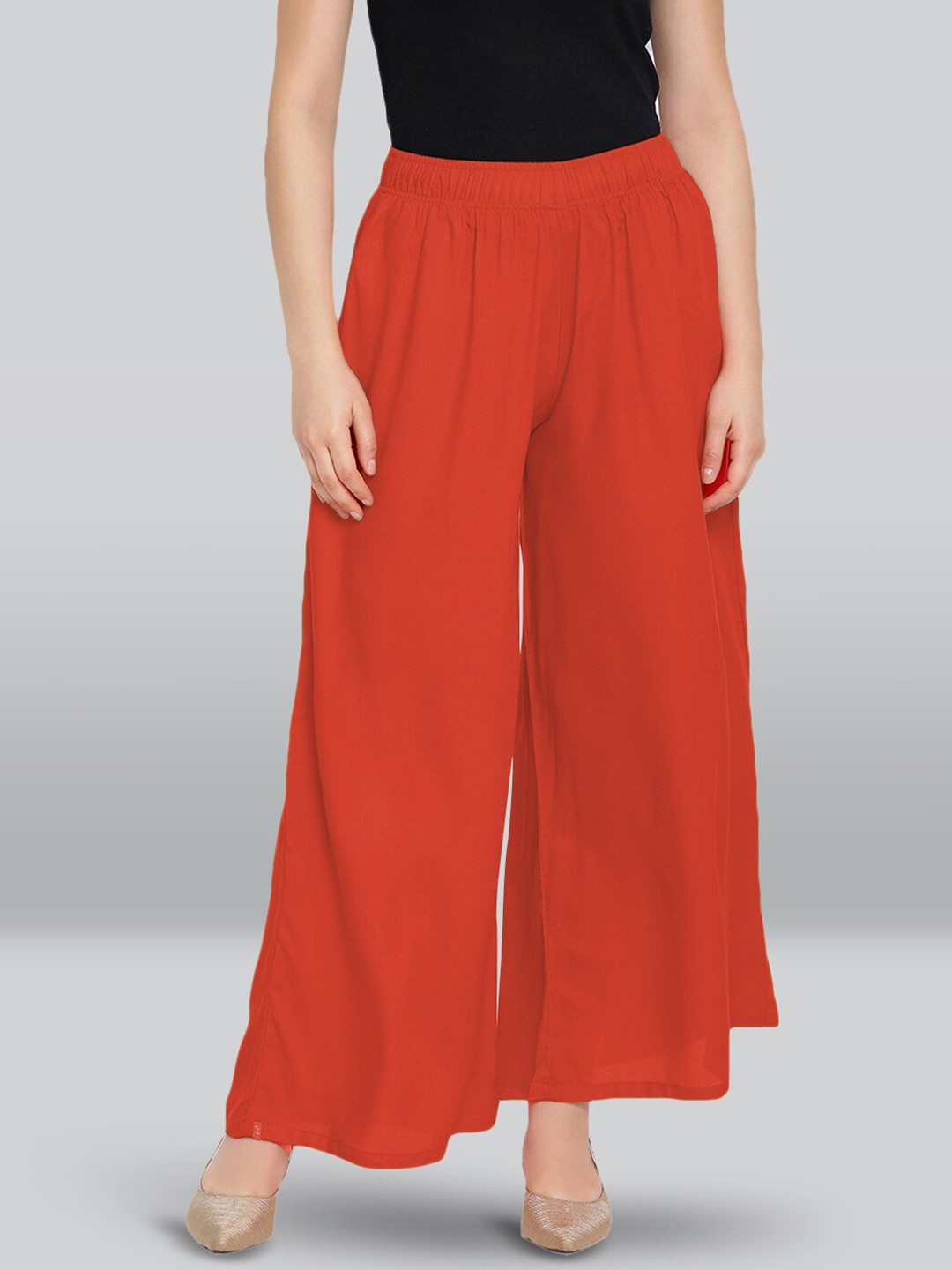 

LYRA Mid-Rise Flared Palazzos, Red