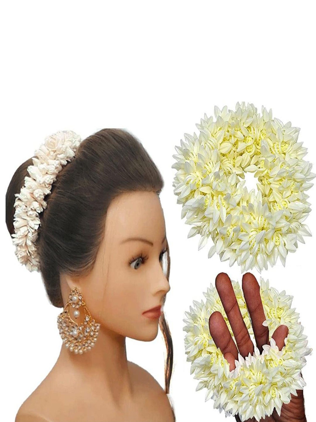

DN Creation Set Of 2 Beaded Bun Hair Accessory Set, White