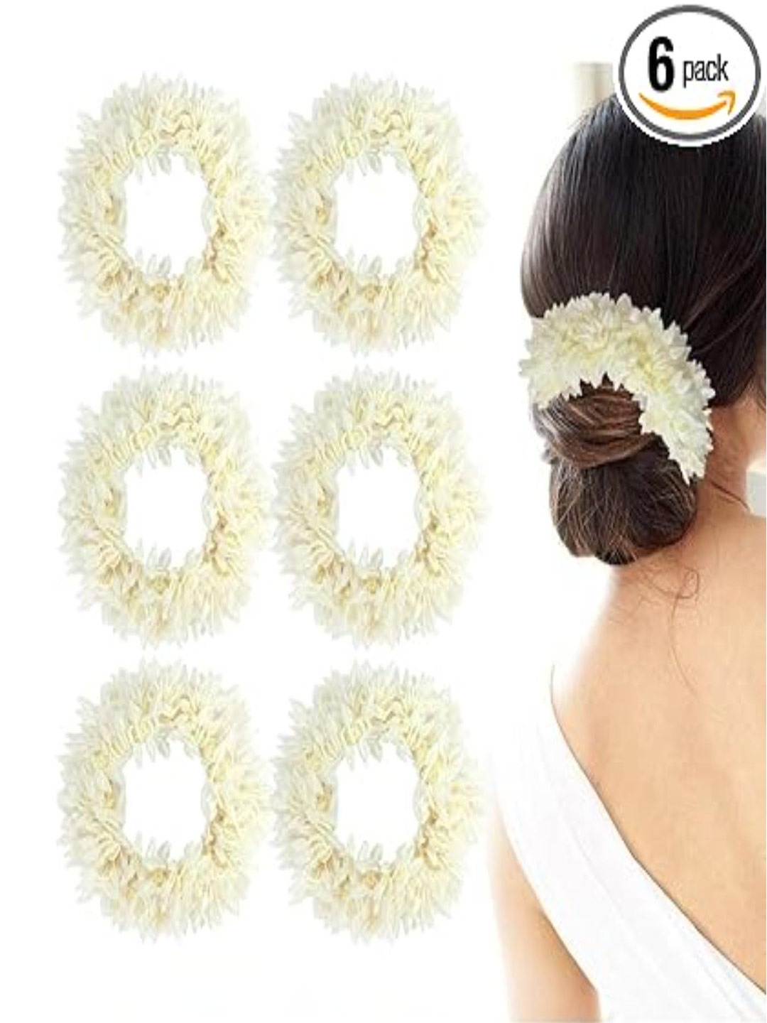 

DN Creation Set of 6 Beaded Bun Hair Accessory Set, White