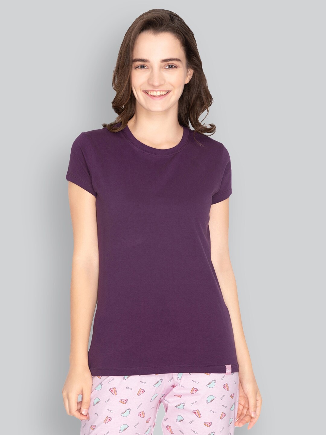 

LYRA Round Neck Knitted Lounge T-shirts, Purple