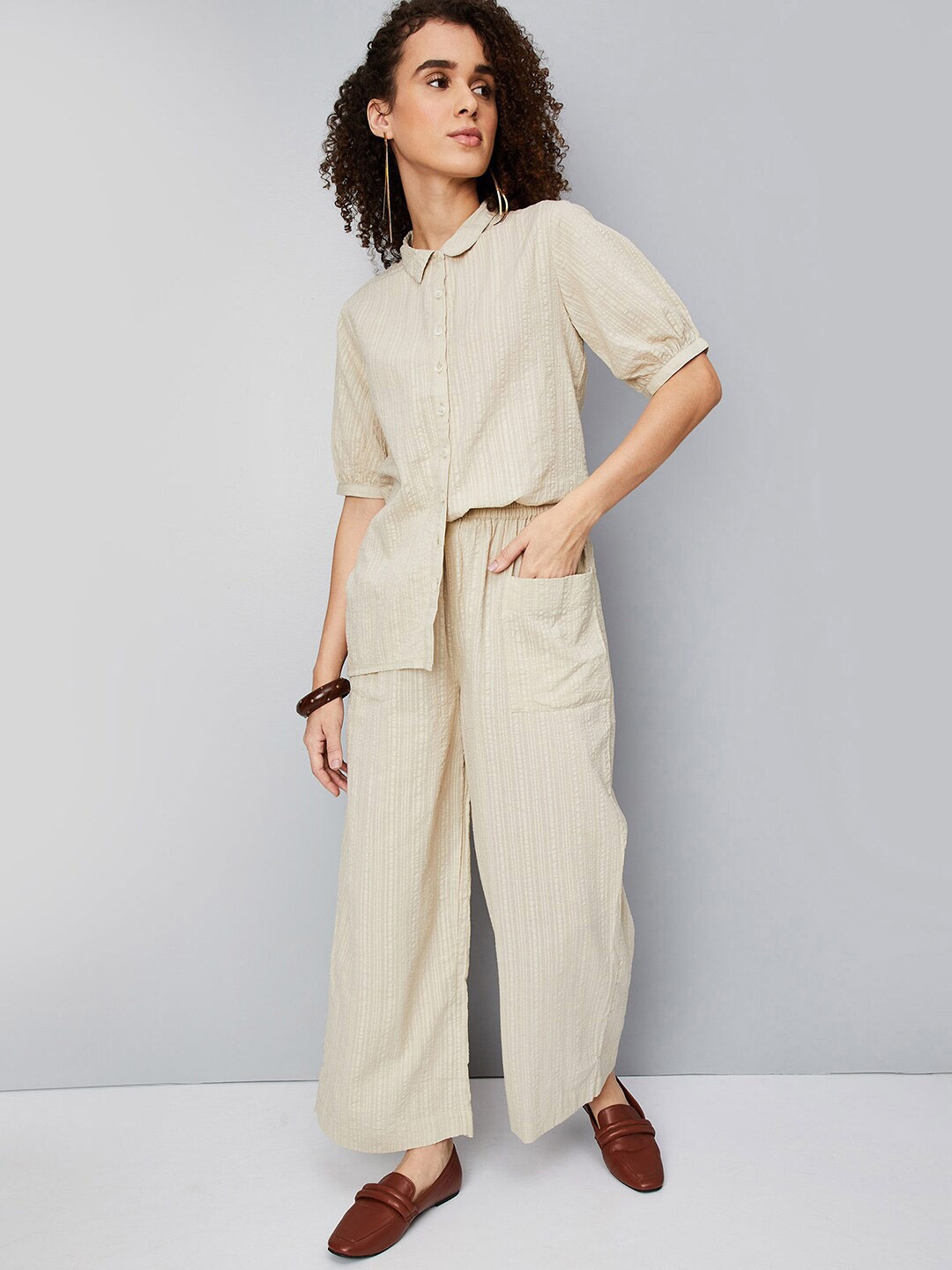 

max Women Striped Palazzos, Green