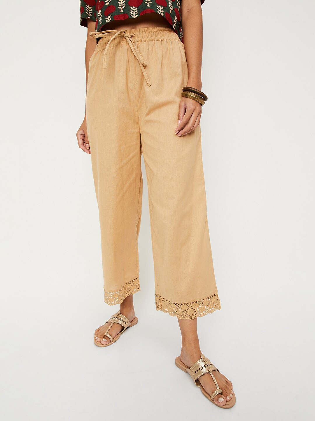 

max Straight Fit Palazzo, Beige