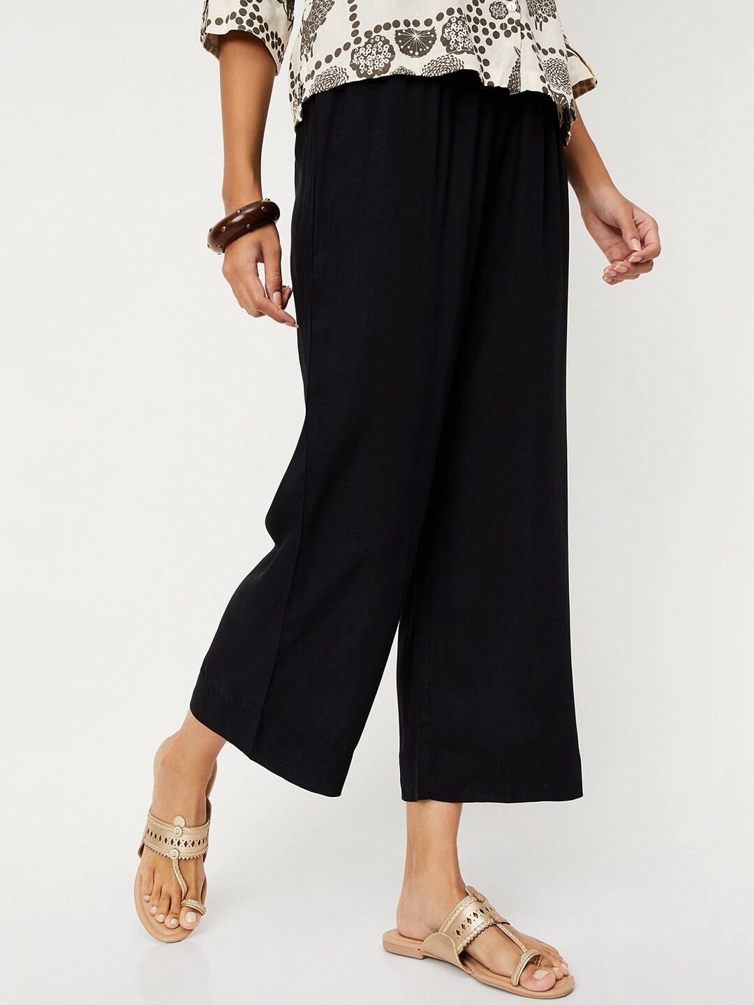 

max Women Mid-Rise Palazzos, Black