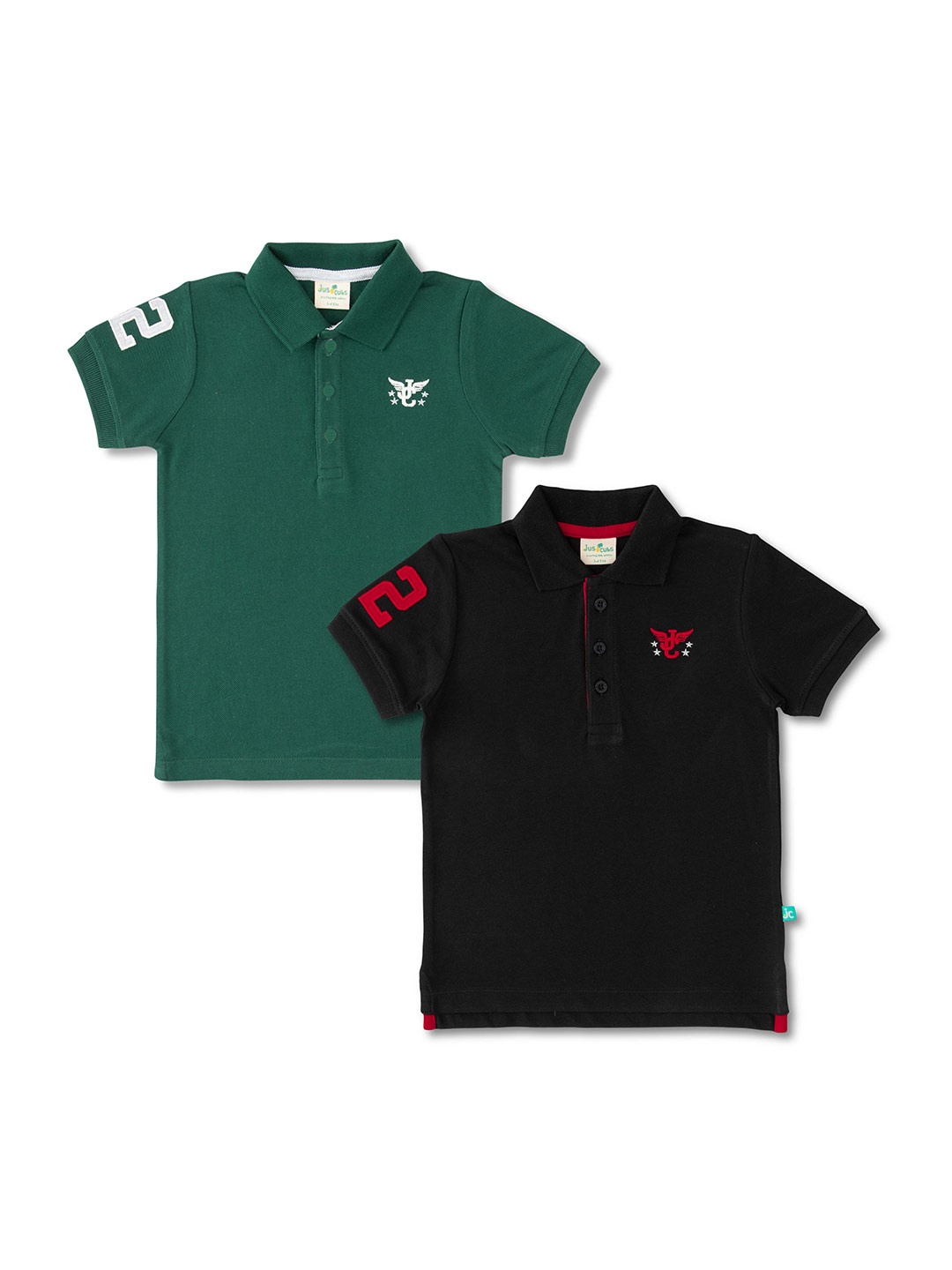 

JusCubs Boys Pack Of 2 Polo Collar Cotton T-shirt, Green